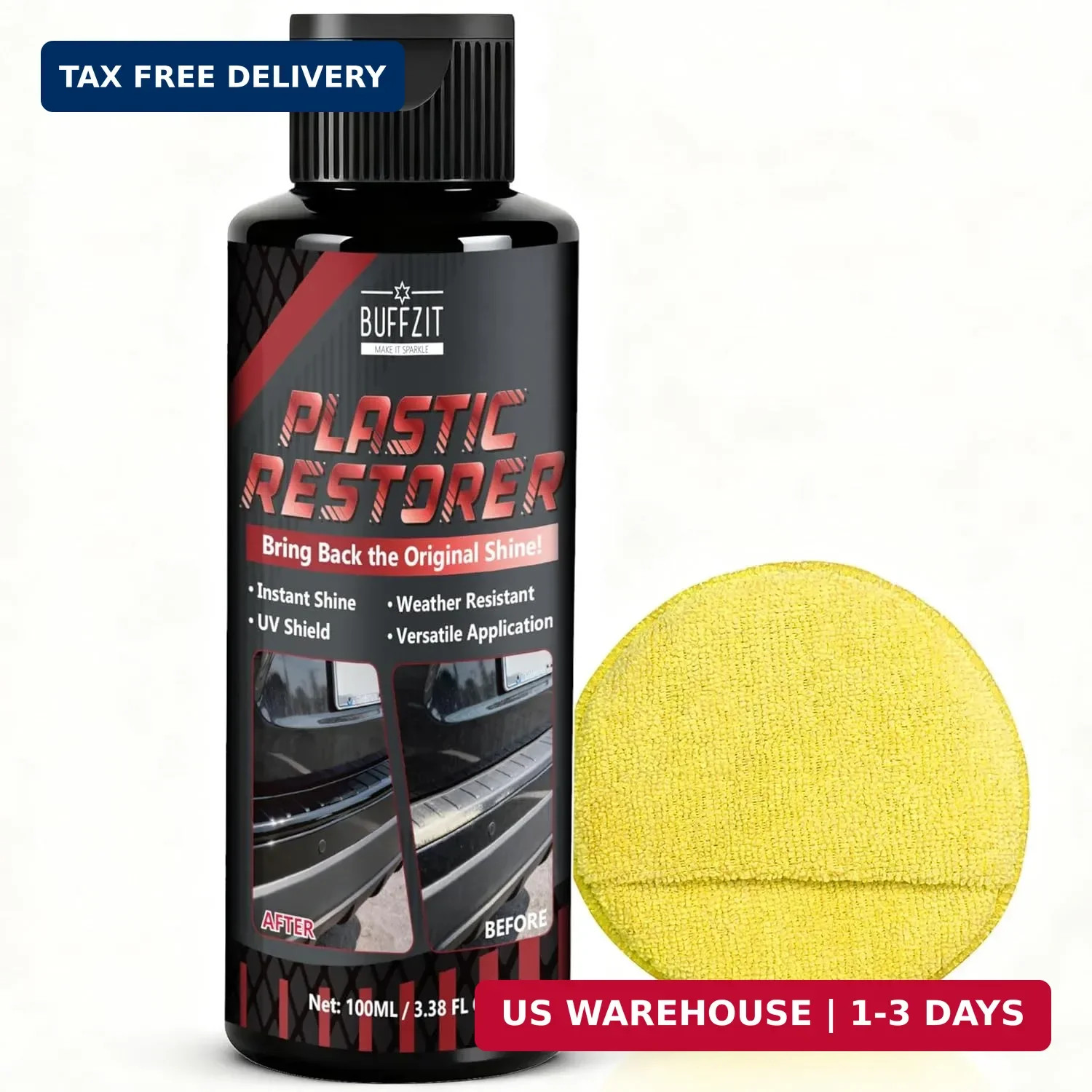 Plastic Restorer for Cars, Black Trim Restorer for Faded Plastic, Vinyl & Rubber