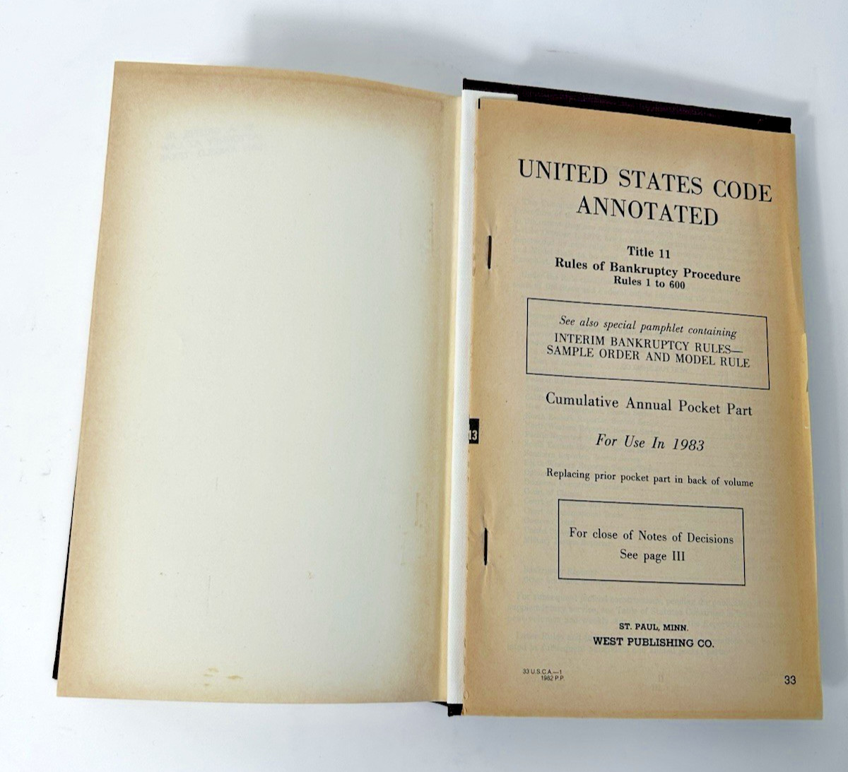 United States Code Annotated Title 11 Rules Of Bankruptcy Procedures Book
