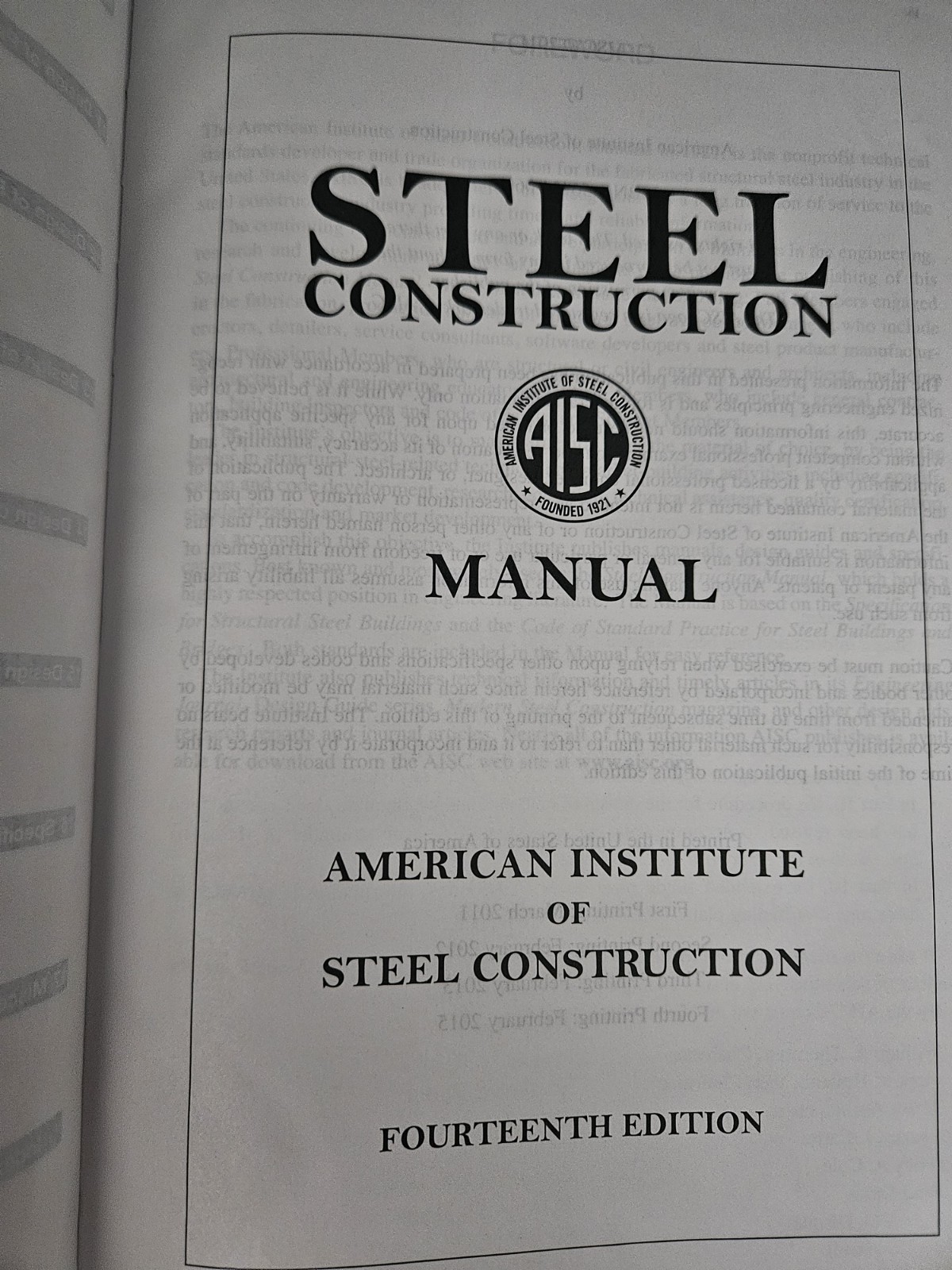 AISC Steel Construction Manual 14th Edition Dark Red Burgundy Leather Hardcover