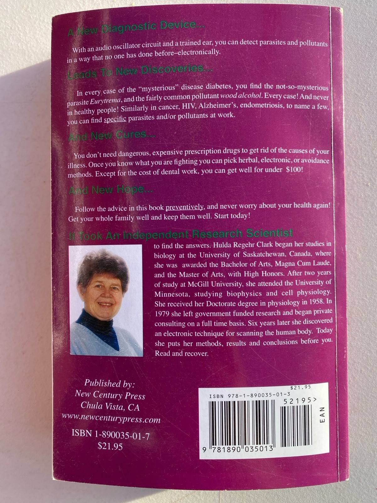 Cure for All Diseases With Many Case Histories Hulda Regehr Clark 2008 PB