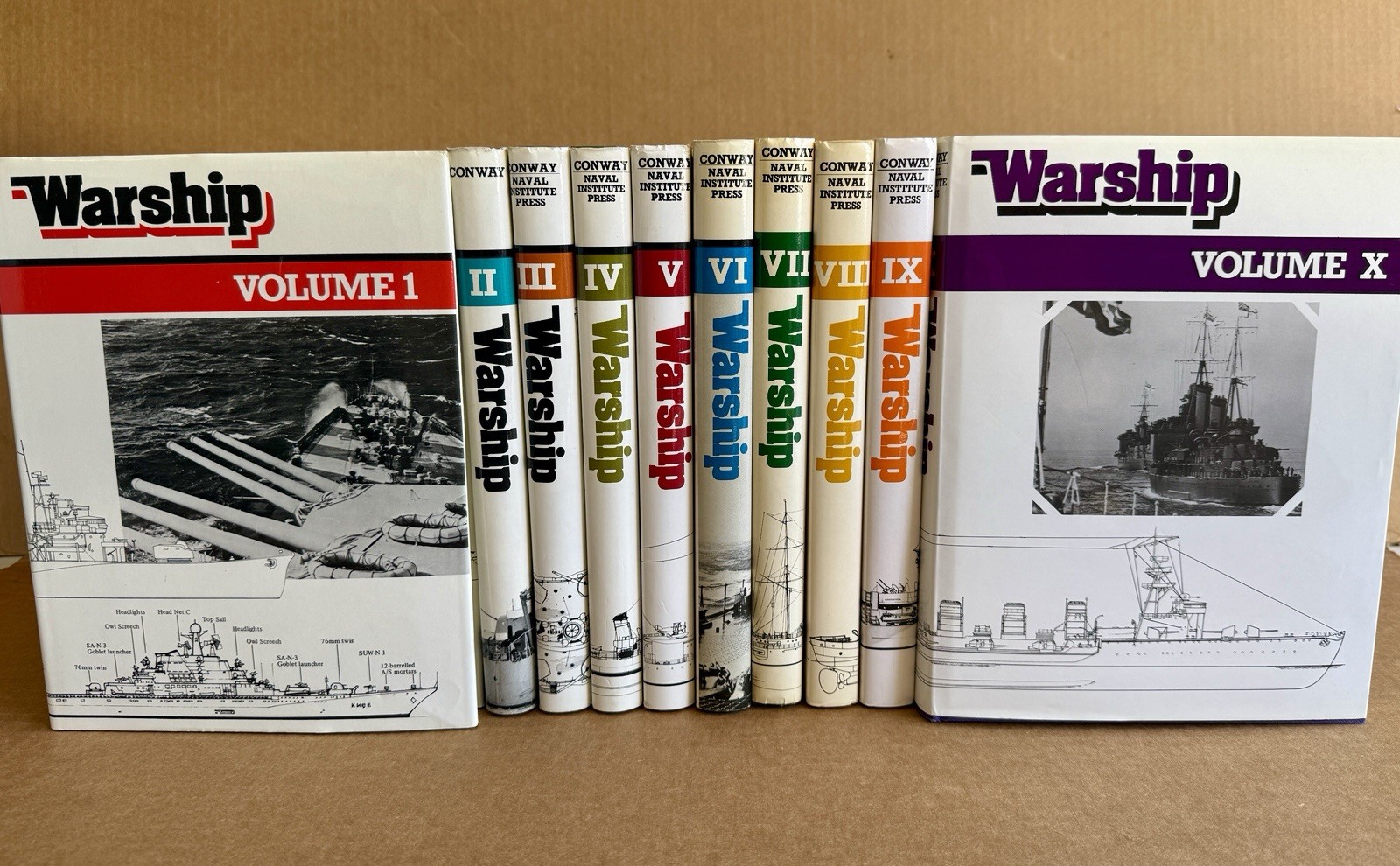 10 Book Set Warship Vol I-X Conway Maritime Naval Institute Press 1977-1986 HCDJ