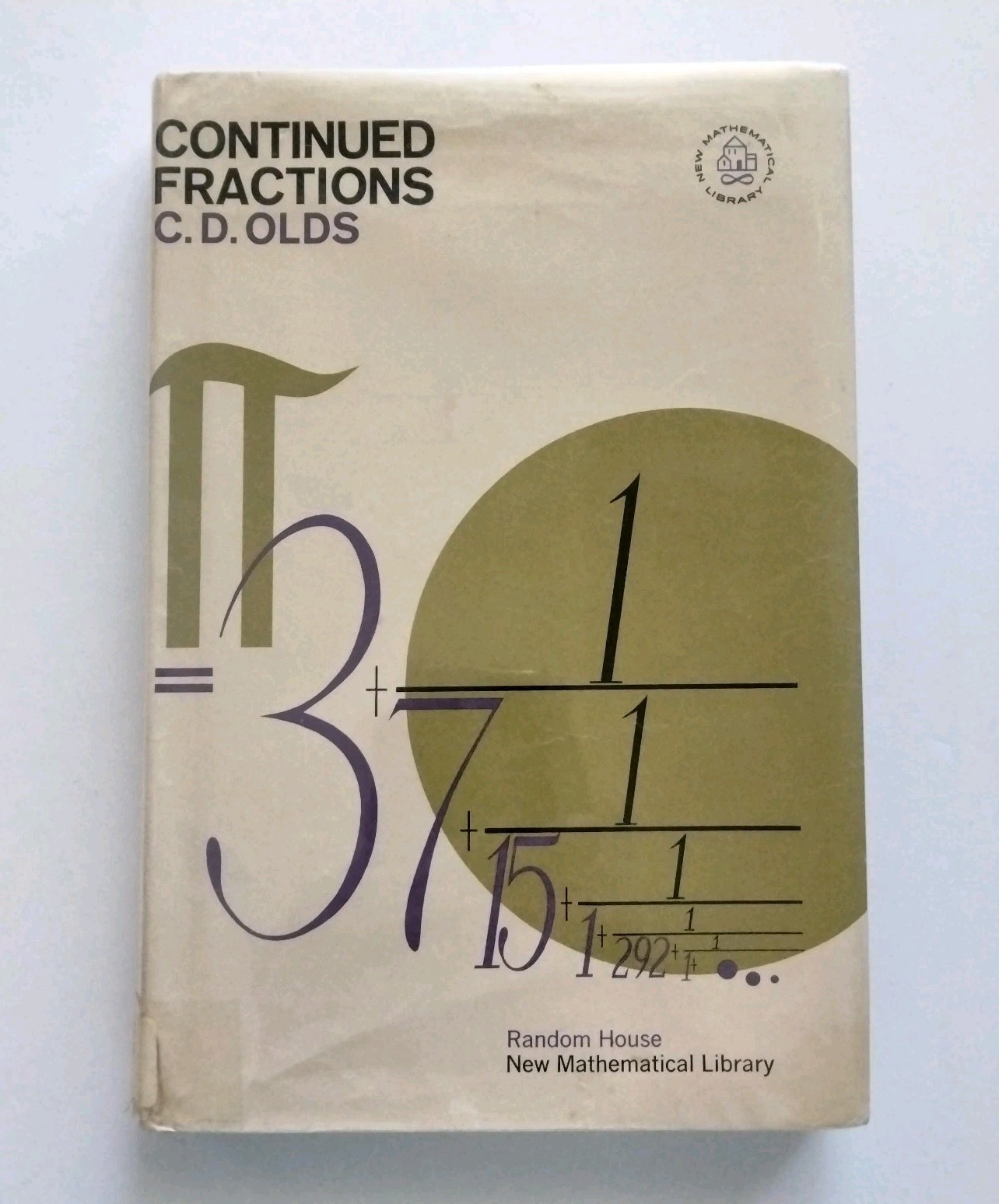 Continued Fractions C.D. Olds First Print New Mathmatical Library Number 9 HC