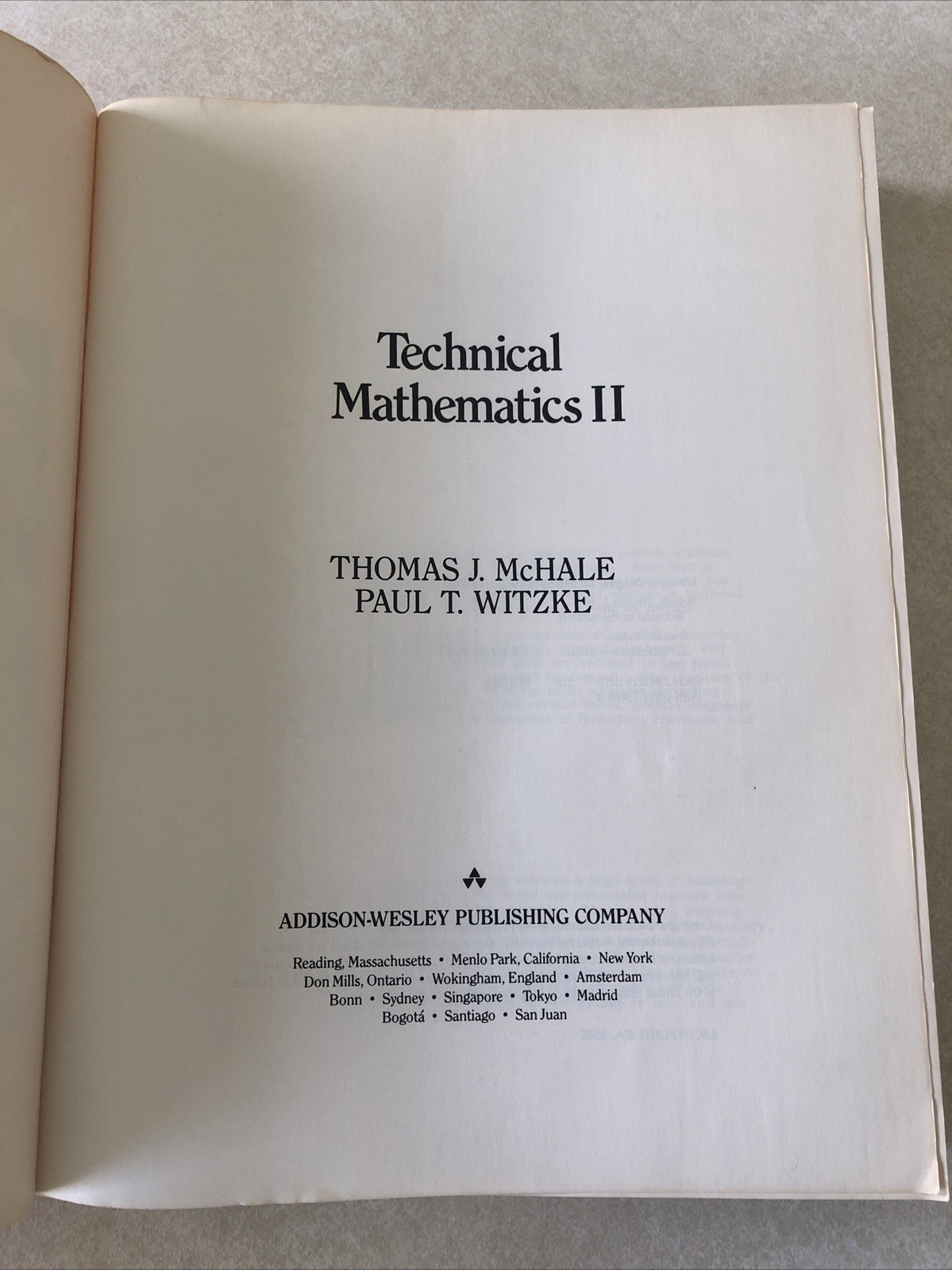 Technical Mathematics II – Paperback, by McHale; Witzke – Professional Copy