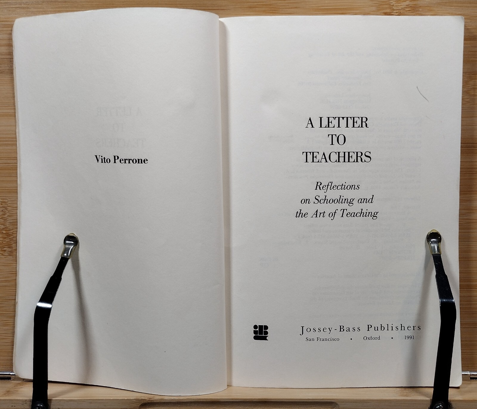 A Letter to Teachers: Reflections on Schooling and the Art of Teaching 1st EDITI