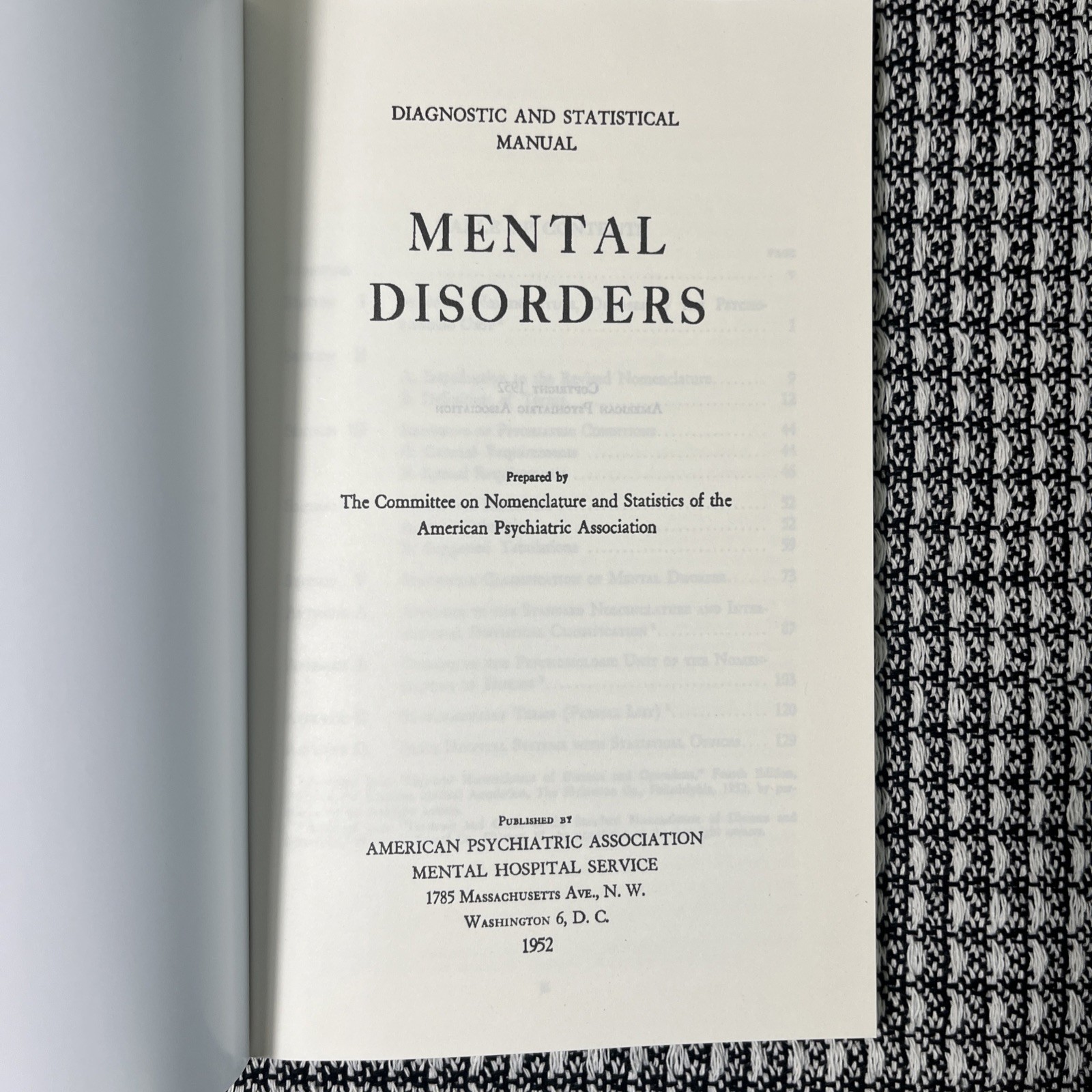 Diagnostic And Statistical Manual, Mental Disorders, DSM-1 Reprint, Brand New
