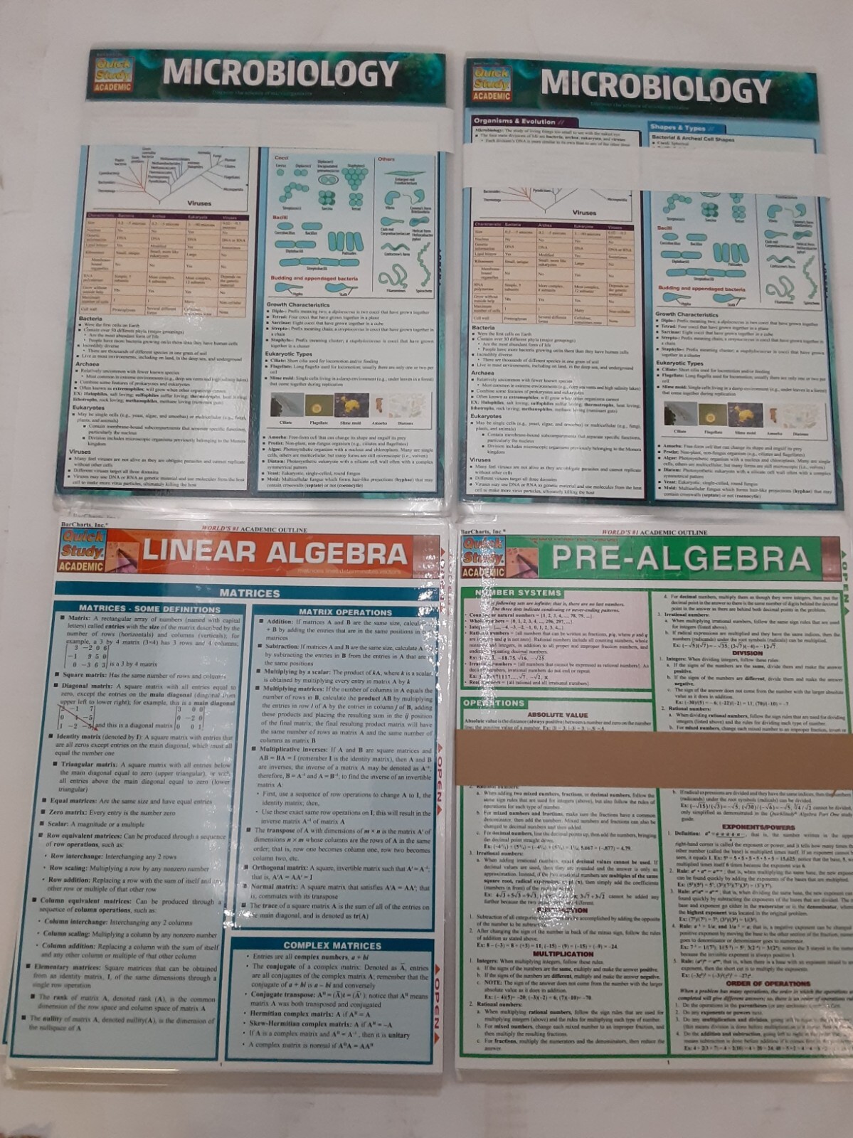 Quick Academic Study laminated learning Aids Lot of 20 (3 diff charts) See Desc