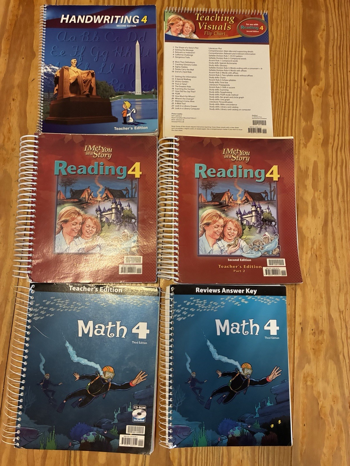 Bob jones Teachers Editions 4th Grade Math, Reading, & Handwriting