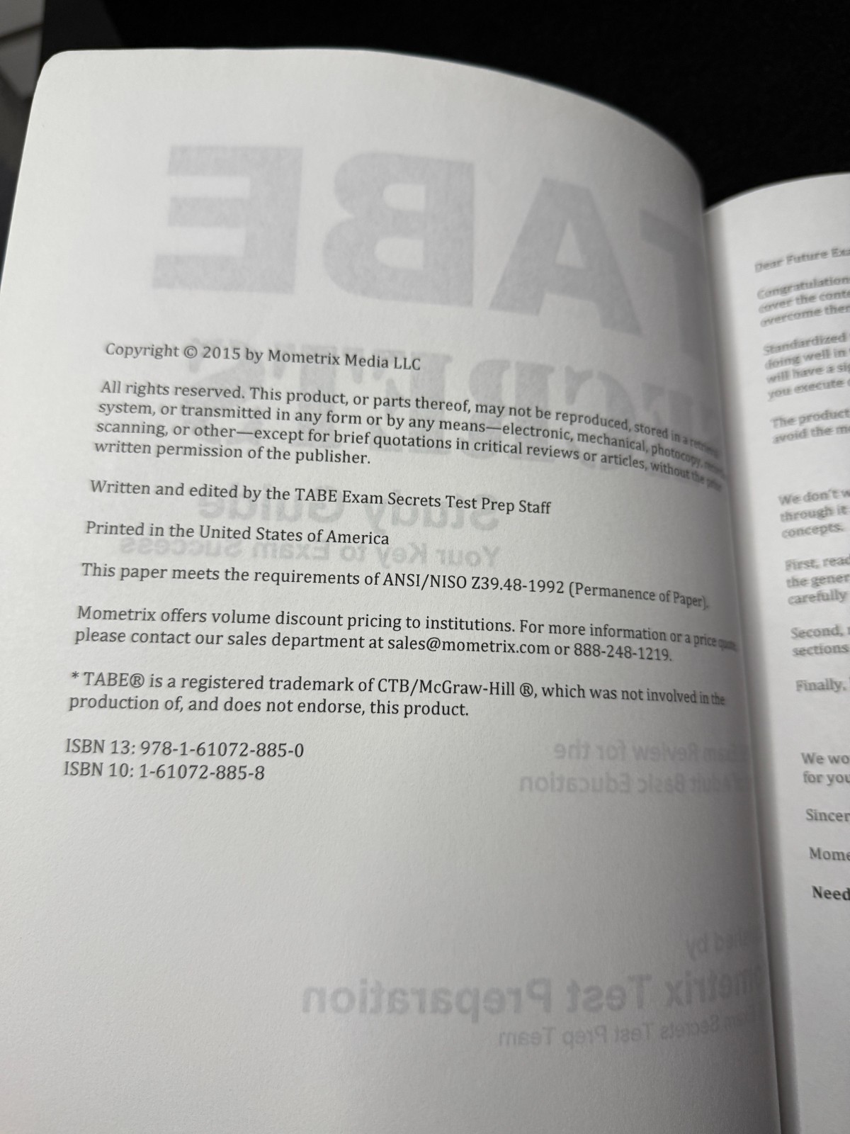 TABE Secrets Study Guide : TABE Exam Review for the Test of Adult