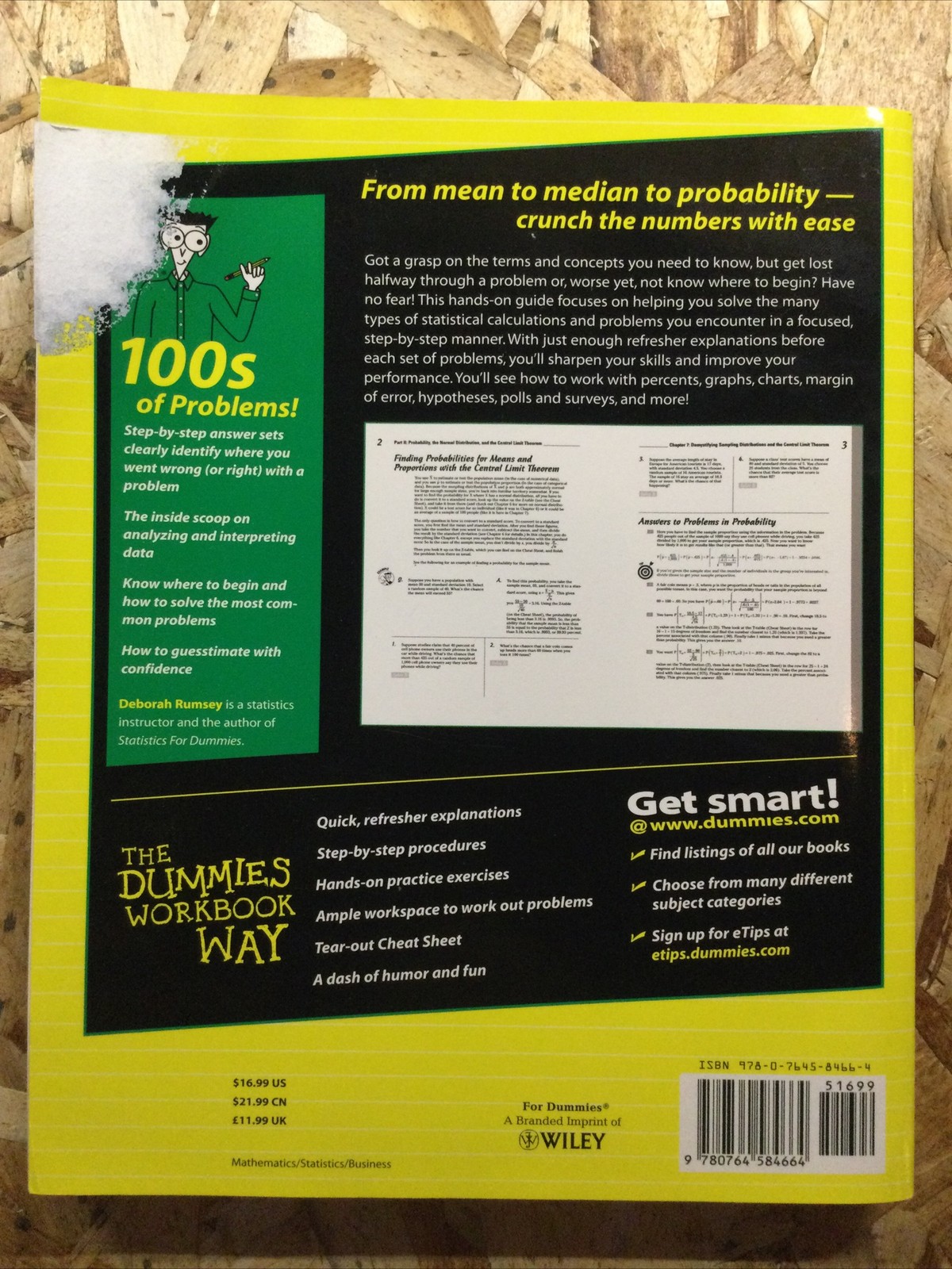 Statistics Workbook for Dummies by Deborah Rumsey (2005, Trade Paperback)