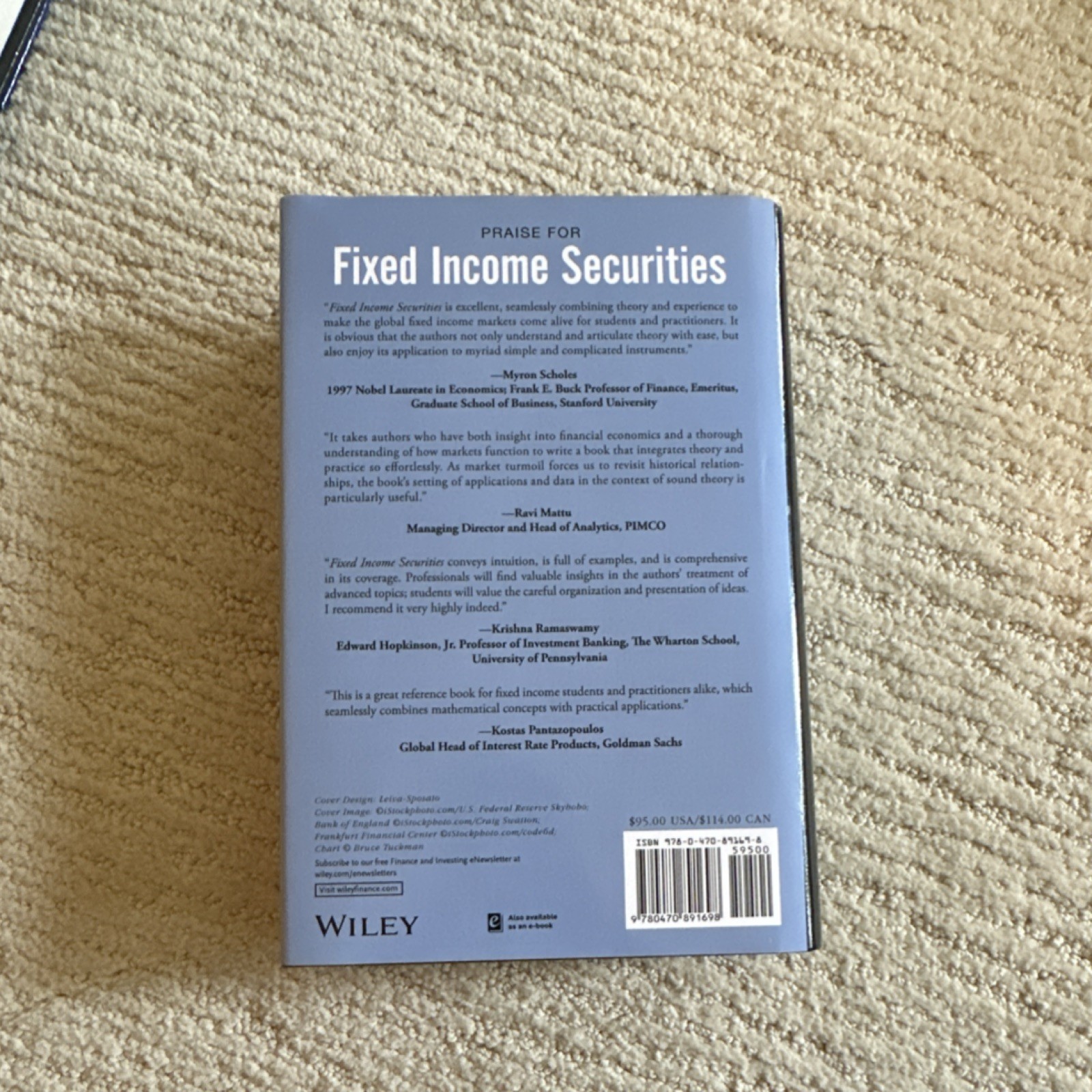 John Wiley Fixed Income Securities Third Edition Hardcover by Tuckman Serrat