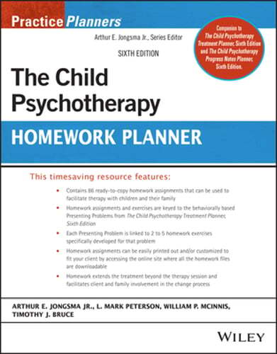 Child Psychotherapy Homework Planner by Arthur E Jongsma: Used