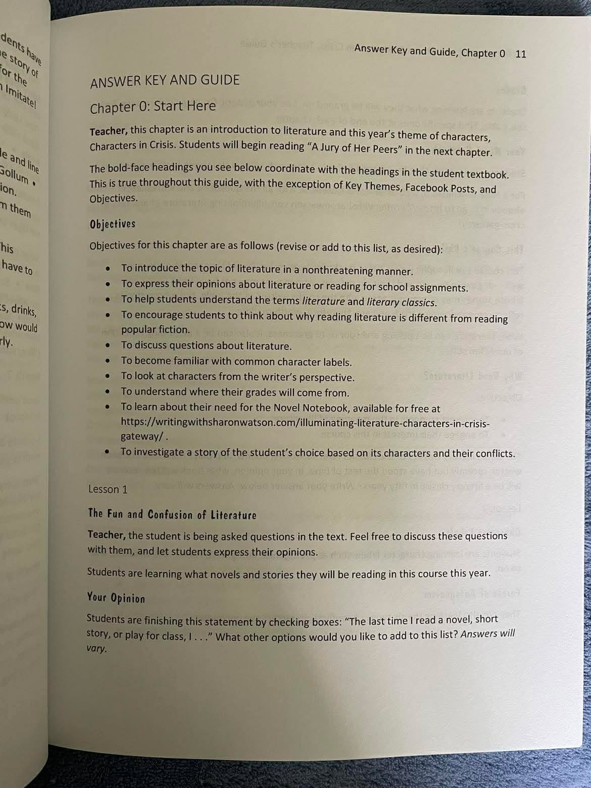 Illuminating Literature: Characters in Crisis, Teacher’s Guide, NEW