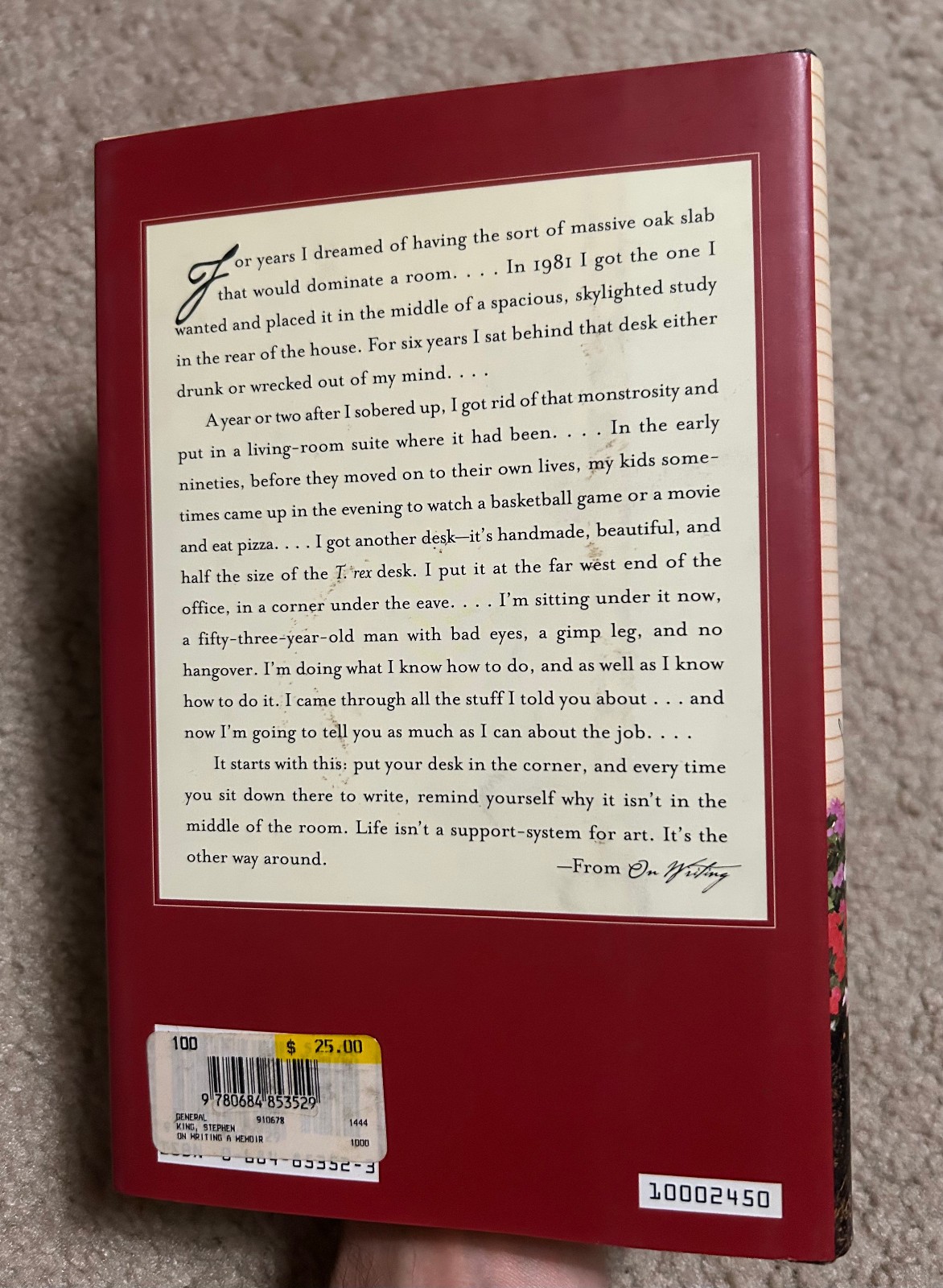 1st EDITION ~ On Writing by Stephen King (2000, Hardcover True 1st Printing book
