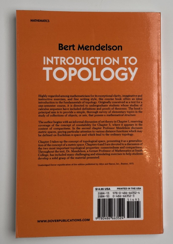 Dover Books on Mathematics Ser.: Introduction to Topology by Bert Mendelson…