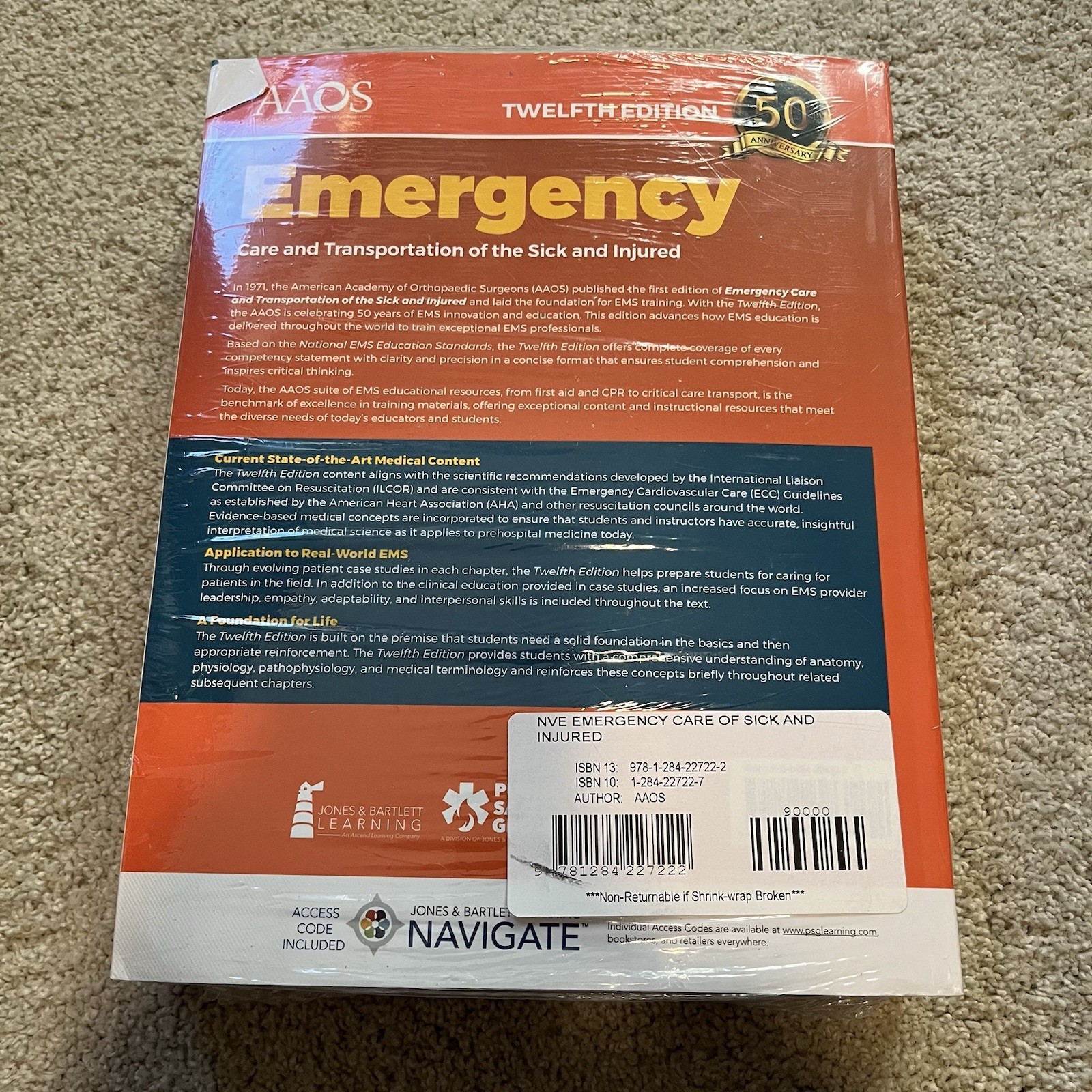 NEW AAOS Emergency Care And Transportation Of The Sick And Injured, 12th Edition