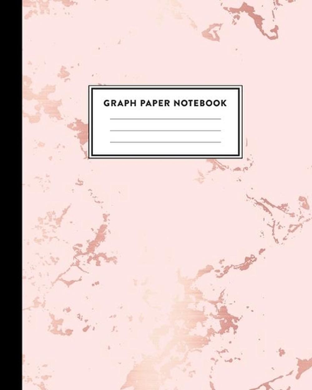 Graph Paper Notebook: Beautiful Pink Marble and Rose Gold 8 x 10 inches – 5 x 5