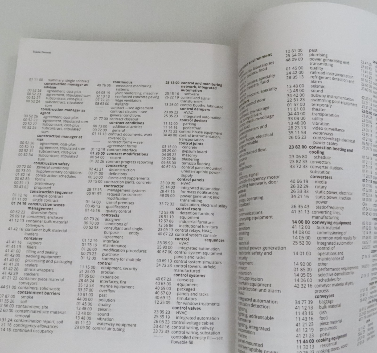 MasterFormat 2020 Edition Master List Numbers & Titles for Construction Industry