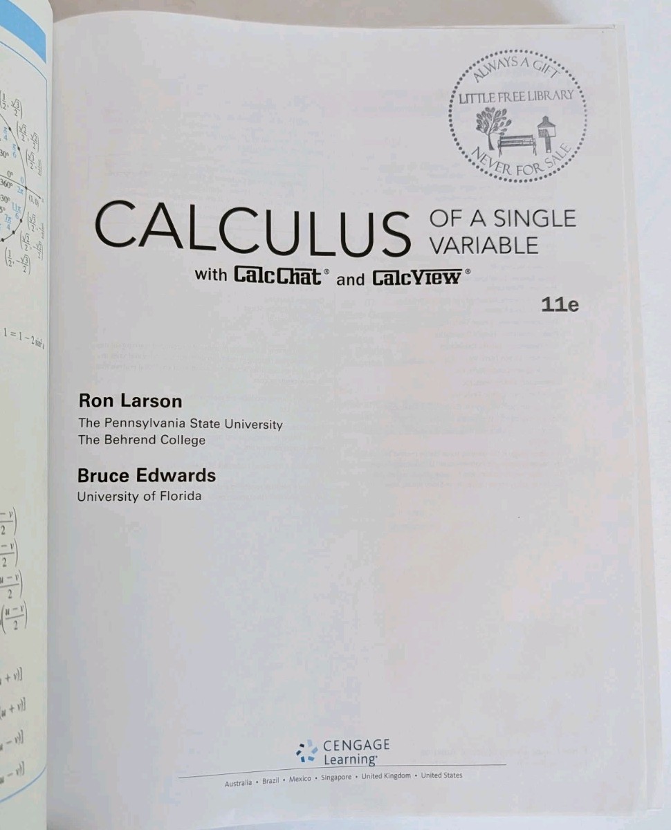 Calculus of a Single Variable by Ron Larson (2018, Hardcover)