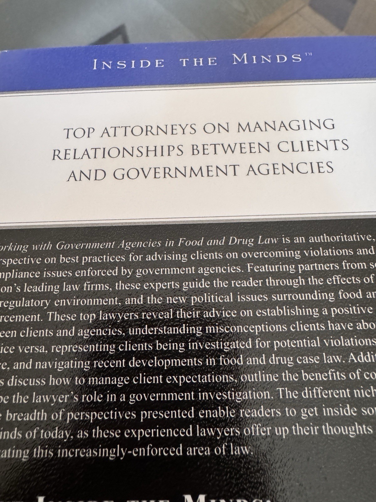 Working With Govt Agencies In Food & Drug Law Aspatore FDA Regulatory Compliance