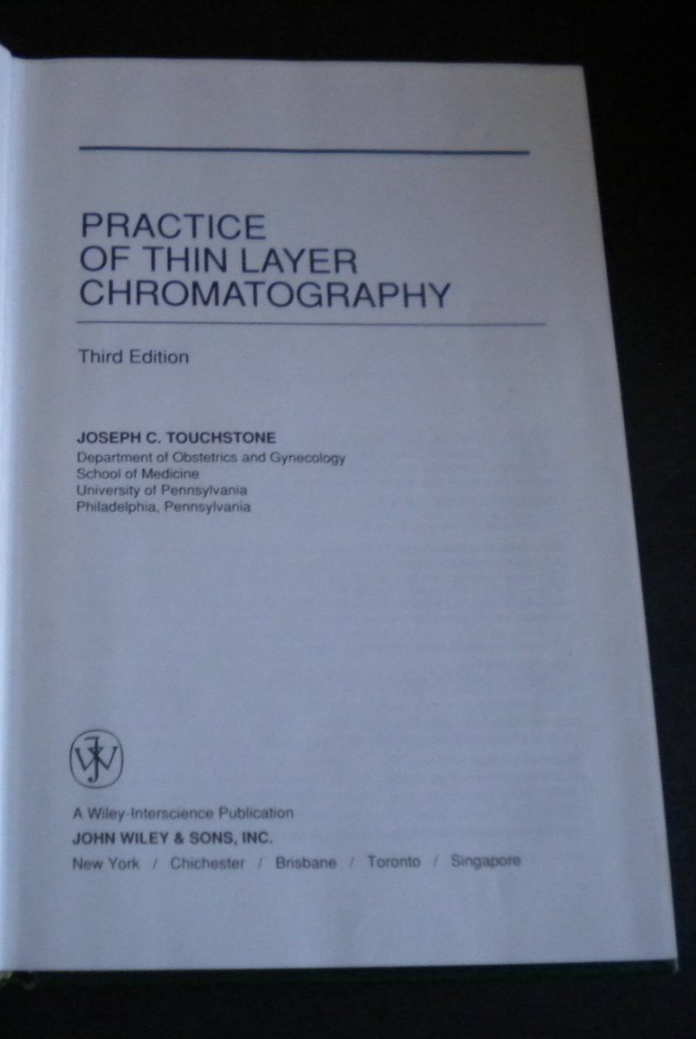 ^Practice of Thin Layer Chromatography by Joseph C. Touchstone (1992, Hardcover)