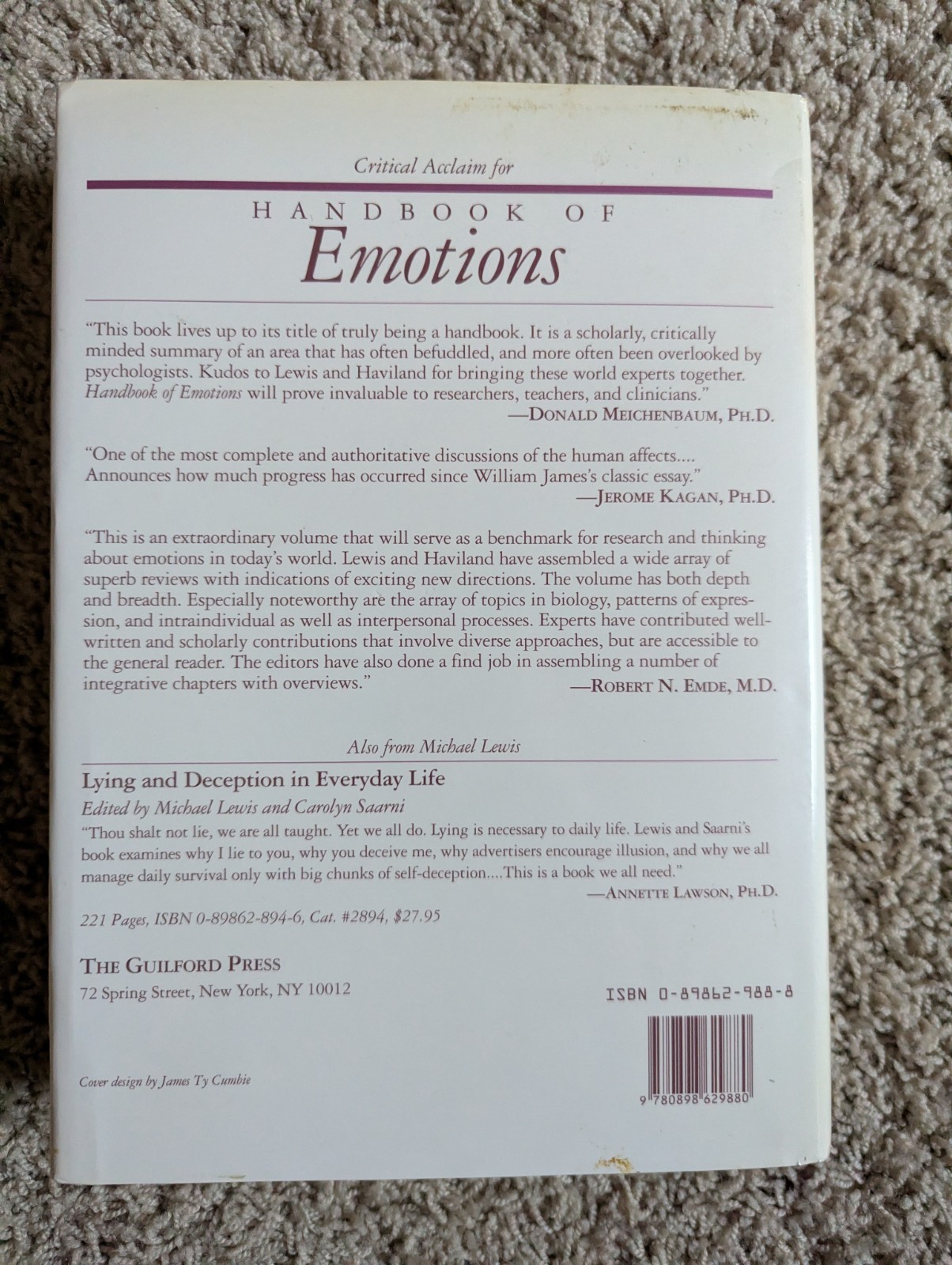 Handbook of Emotions by Haviland-Jones and Lewis (1993, Hardcover)