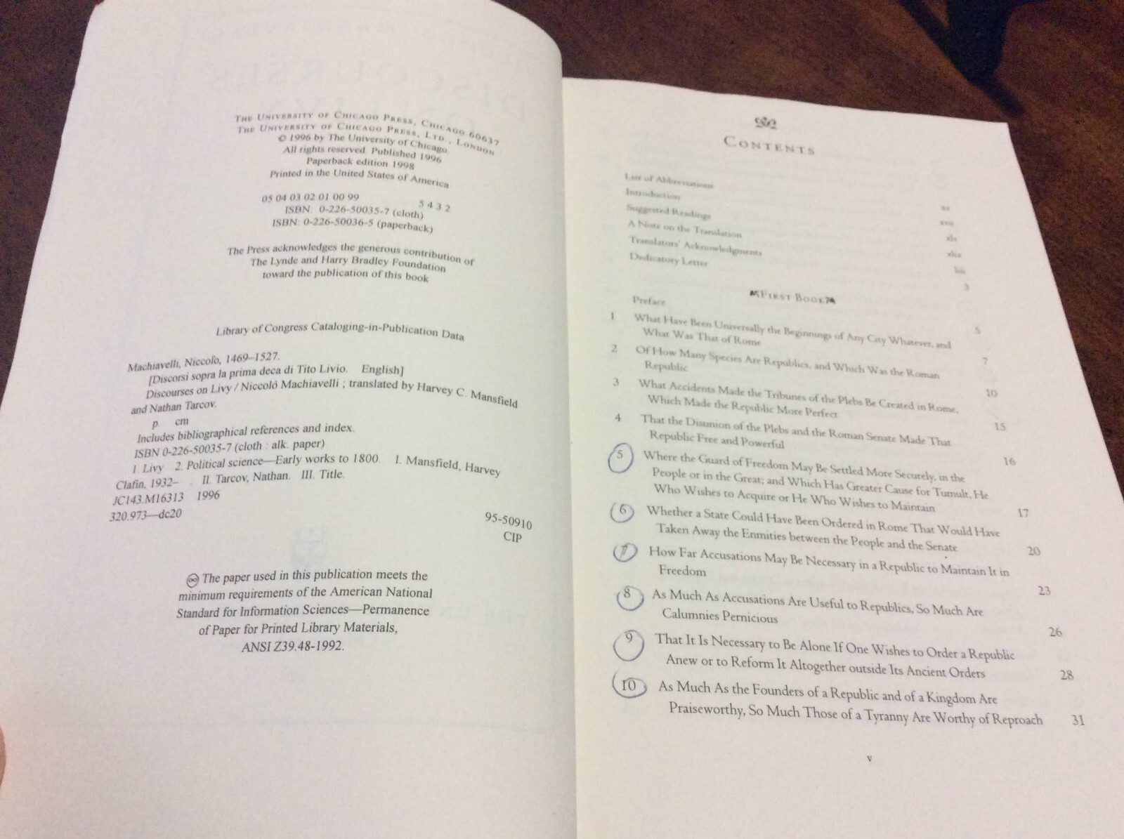 Discourses on Livy by Machiavelli, Niccolo (1996 Paperback)