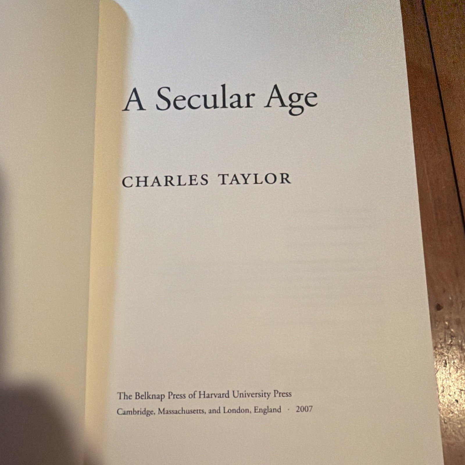 A Secular Age Charles Taylor Hardcover DJ Belknap Press 2007 1st Ed Later Printi