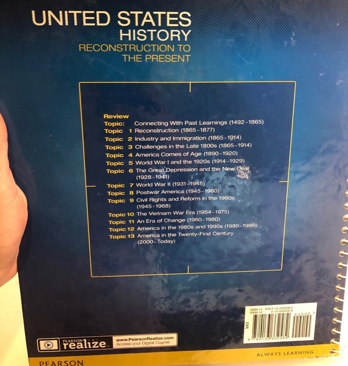 Teacher’s Edition: US History and World History (Pearson) Spiral Textbook