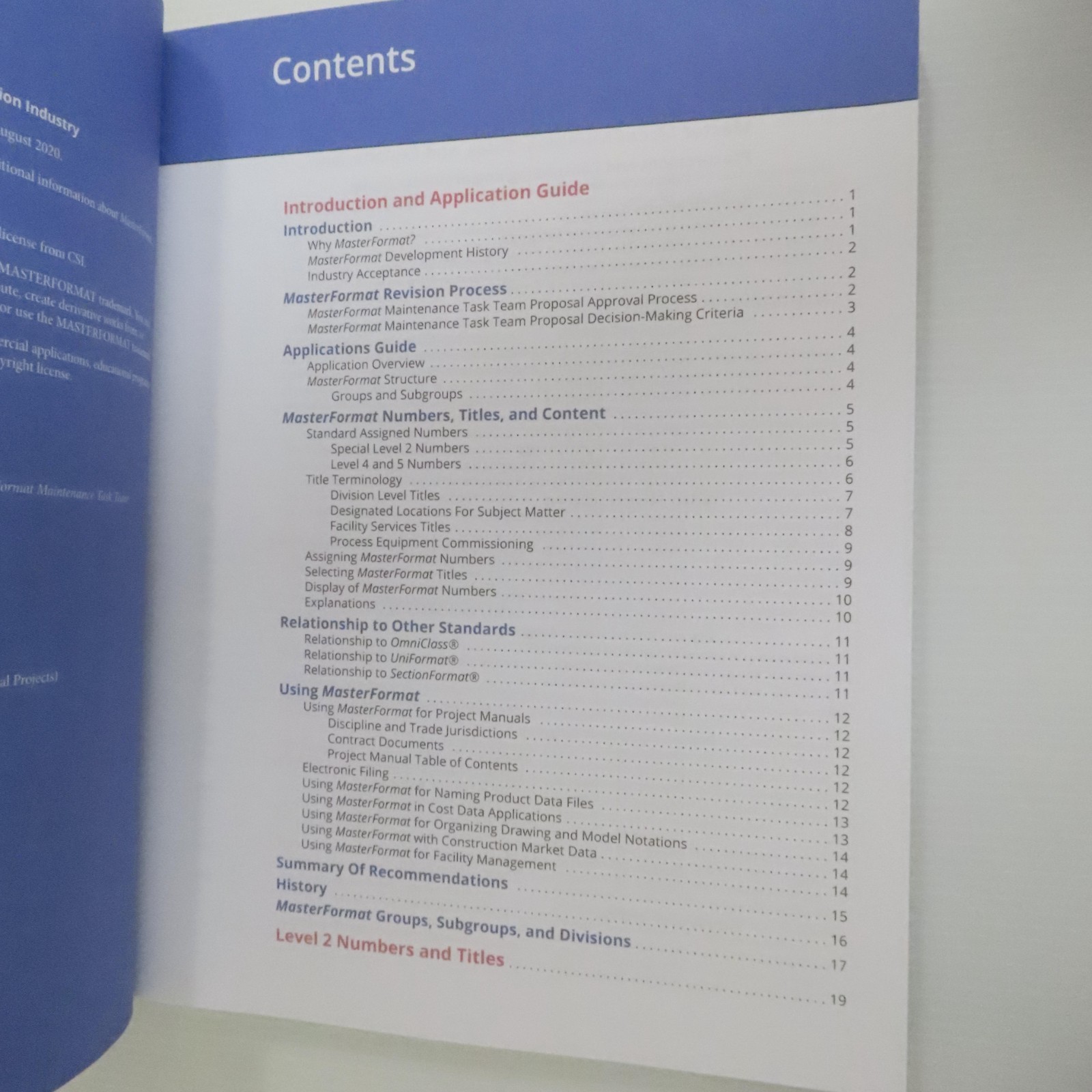 MasterFormat 2020 Edition Master List Numbers & Titles for Construction Industry