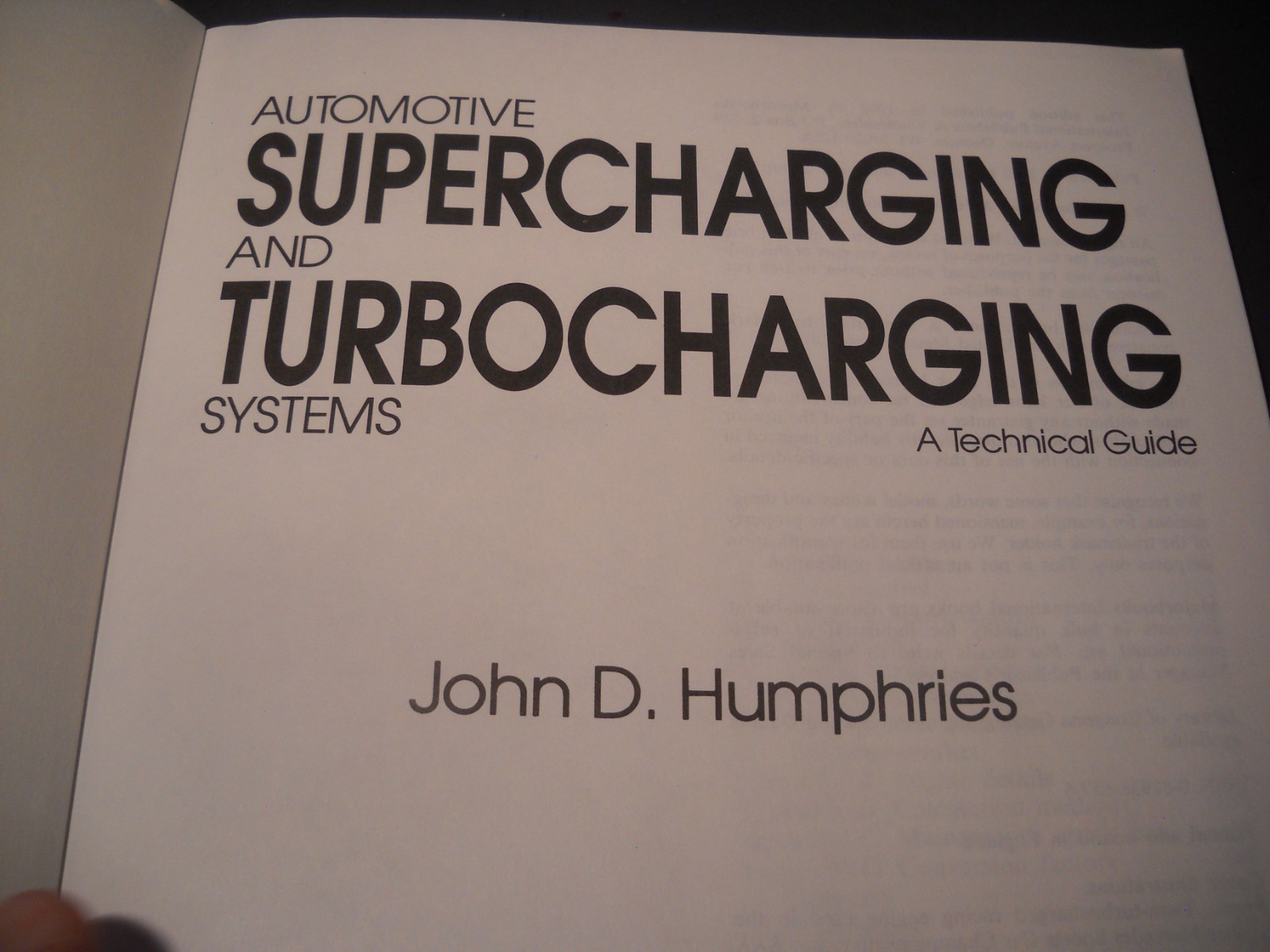Automotive Supercharging & Turbocharging Systems John Humphries 1992