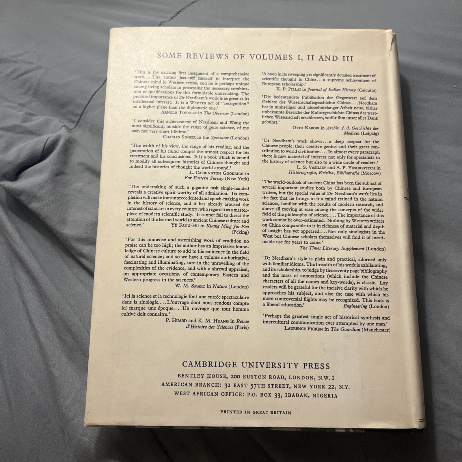 SCIENCE AND CIVILISATION IN CHINA, VOL. 4 Part 1 : PHYSICS AND By Joseph Needham