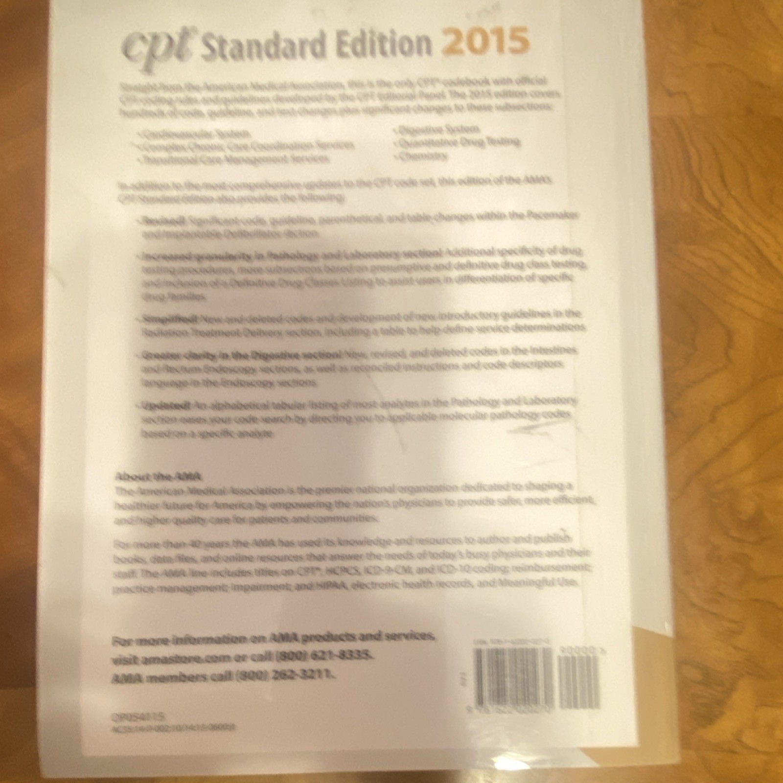 AMA CPT Standard Edition 2015 Paperback Medical Coding Textbook (9915S)