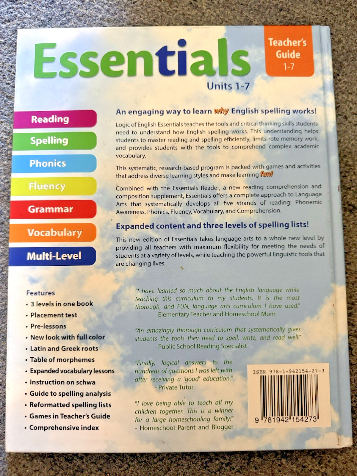 Essentials Teacher’s Guide 1-7 Logic of English by Denise Eide Third Edition