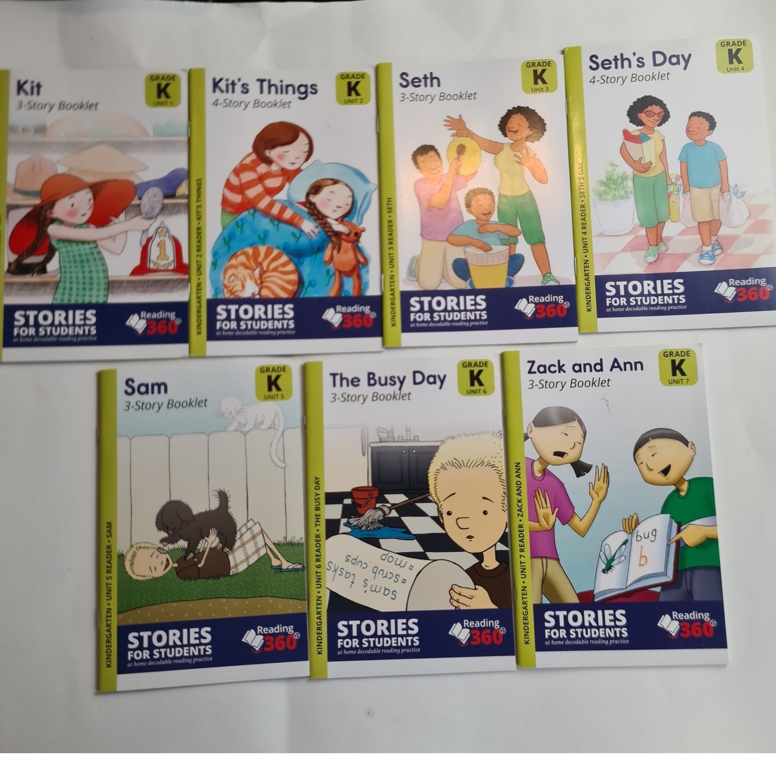 Reading 360 Kindergarten Decodable Reader Booklets Units 1-7 Set of 7 Books