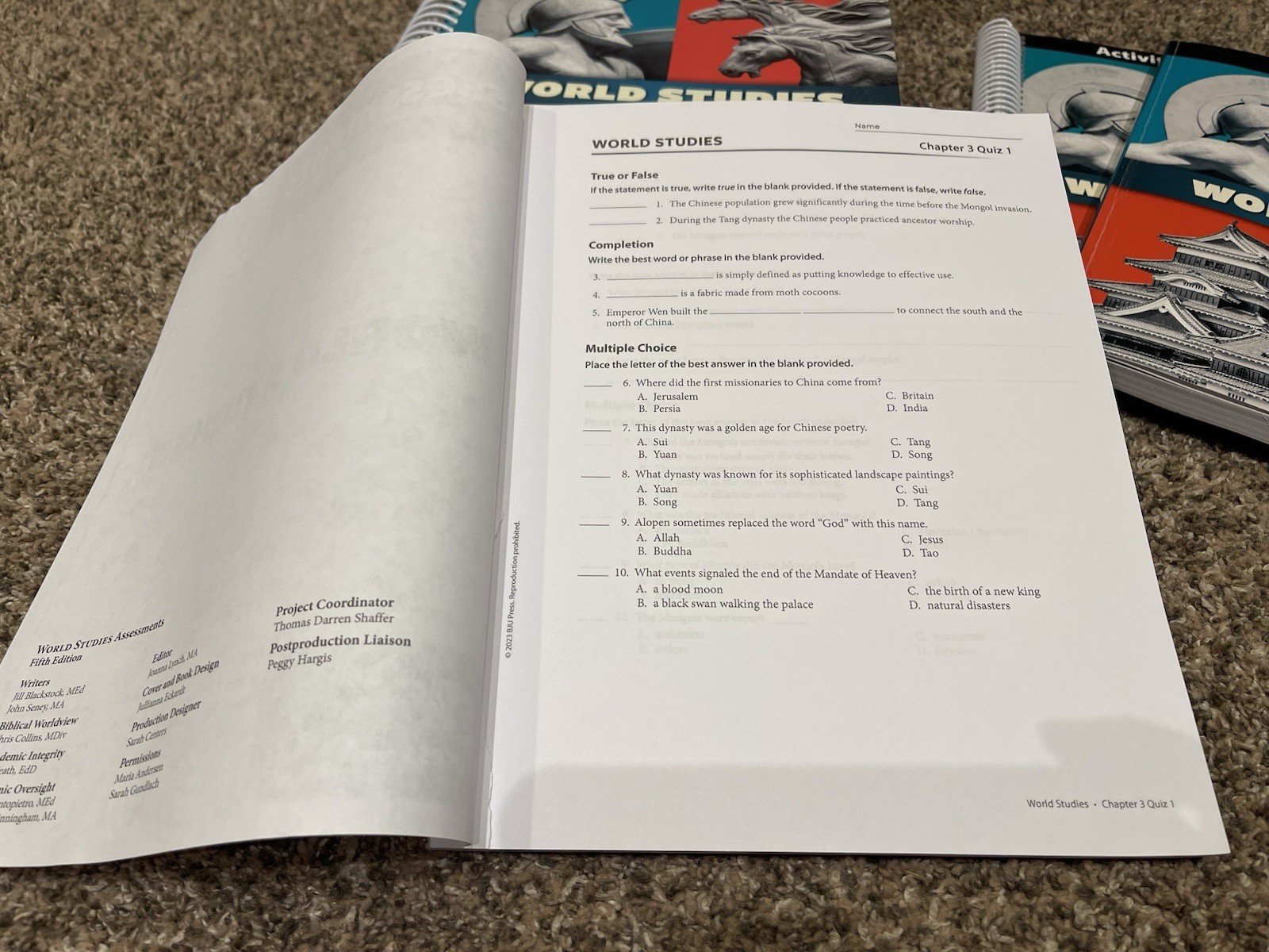 BJU Press World Studies Textbook Kit Grade 7 5th Edition