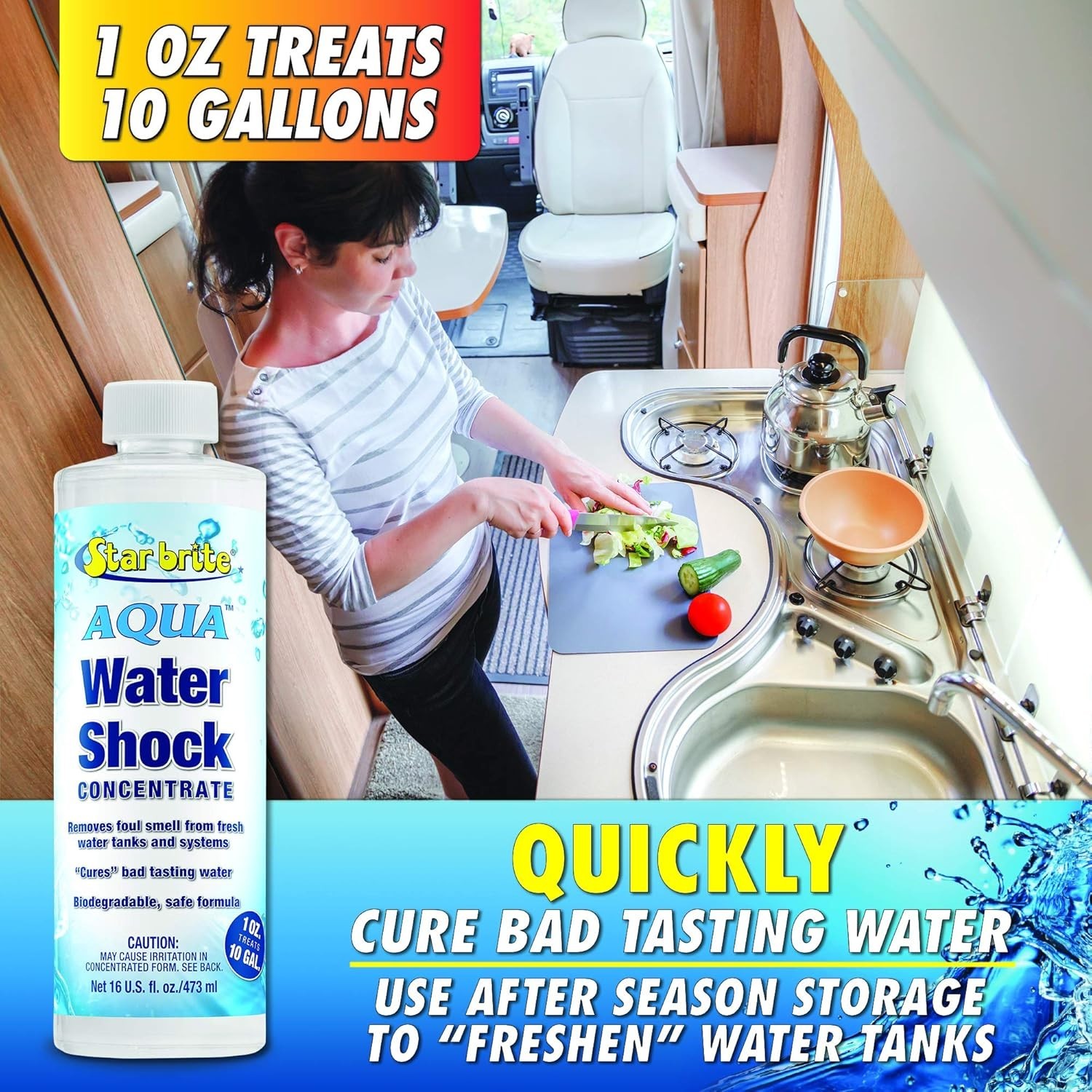 Efficient 16oz Aqua Water Shock – Neutralizes Odors in Boat & RV Water Systems