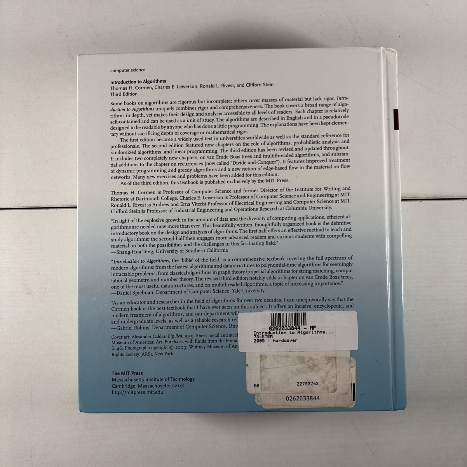 Introduction to Algorithms, 3rd Edition (MIT Press) – Hardcover – Used