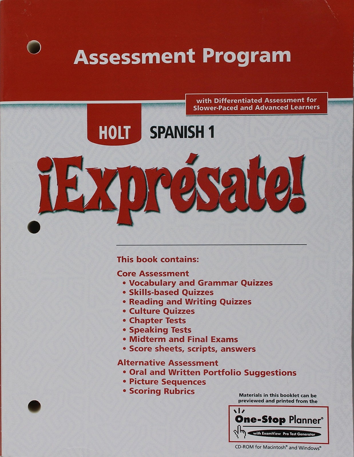 Expresate, Level 1: Teaching Resources Assessment Program