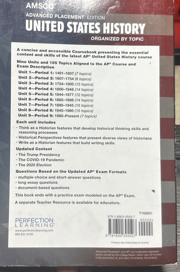 Advanced Placement United States History, 2021 – paperback Schmalbach…