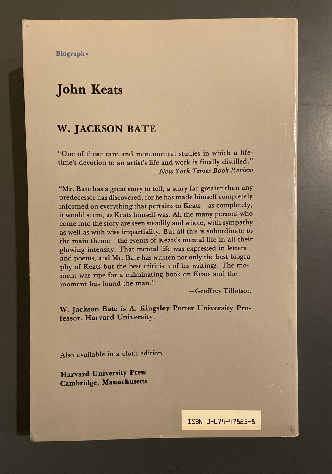 John Keats by W. Jackson Bate