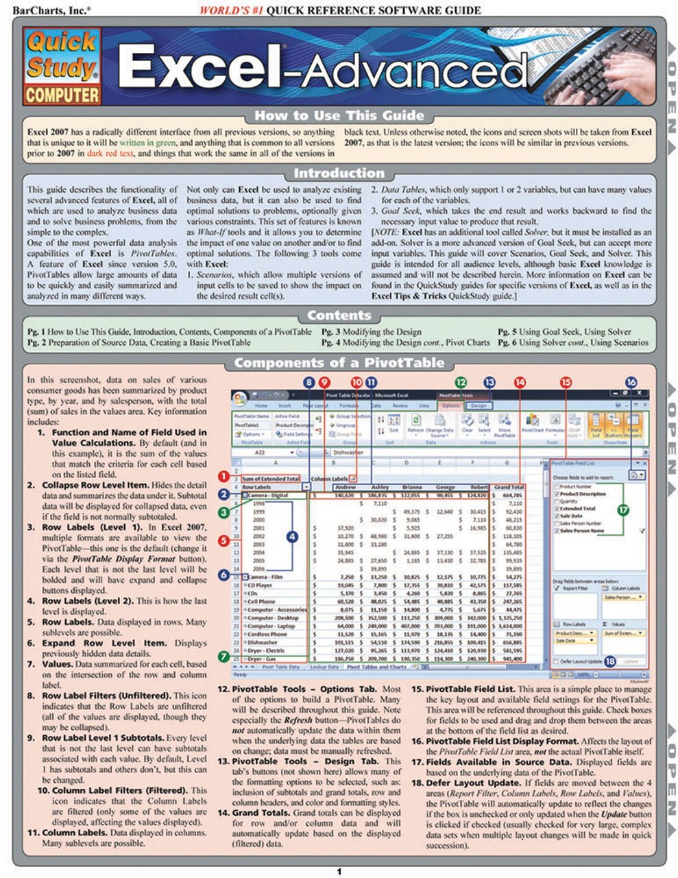 QuickStudy | Excel Advanced Laminated 6-Page Reference Guide