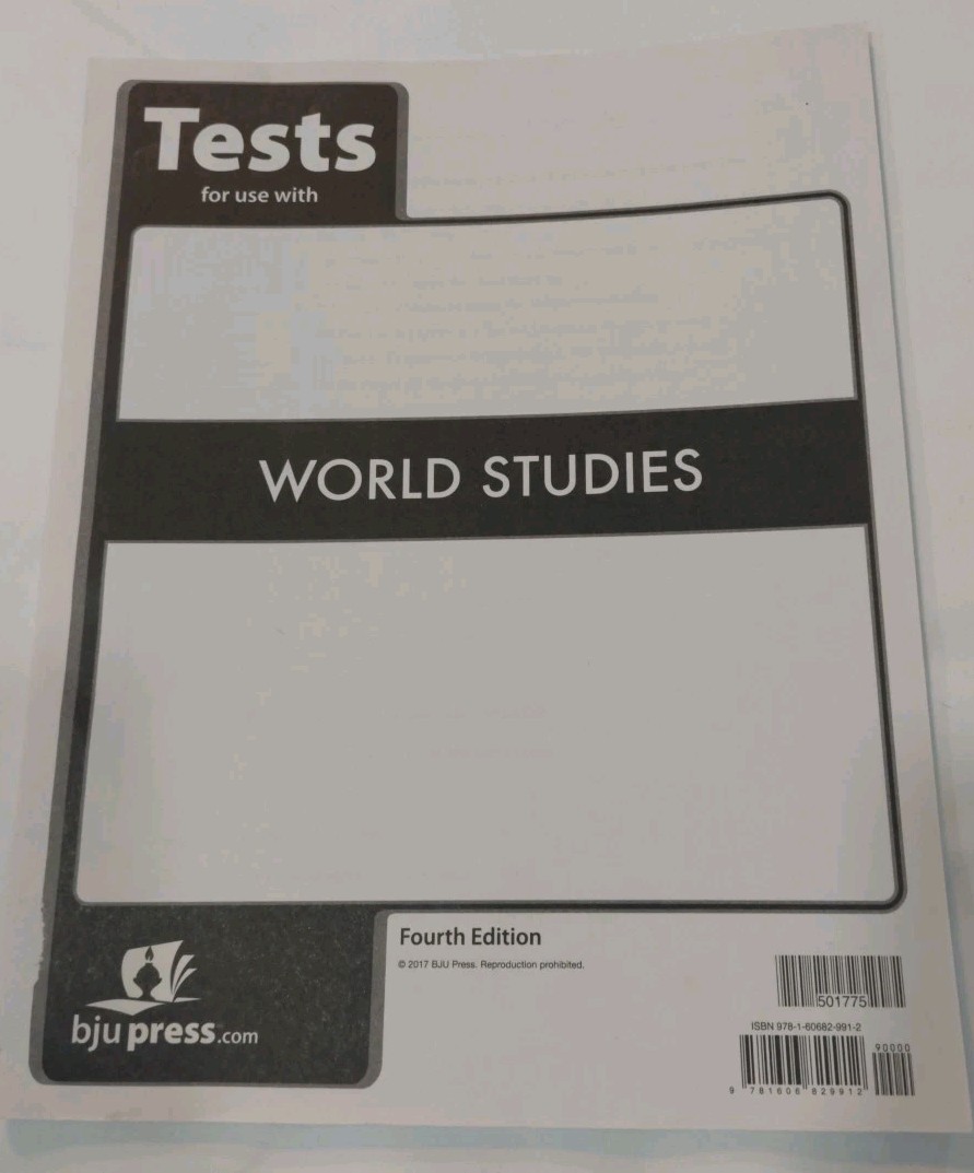 BJU Press World Studies Tests 4th Edition 501775 Fourth Edition Bob Jones 2017