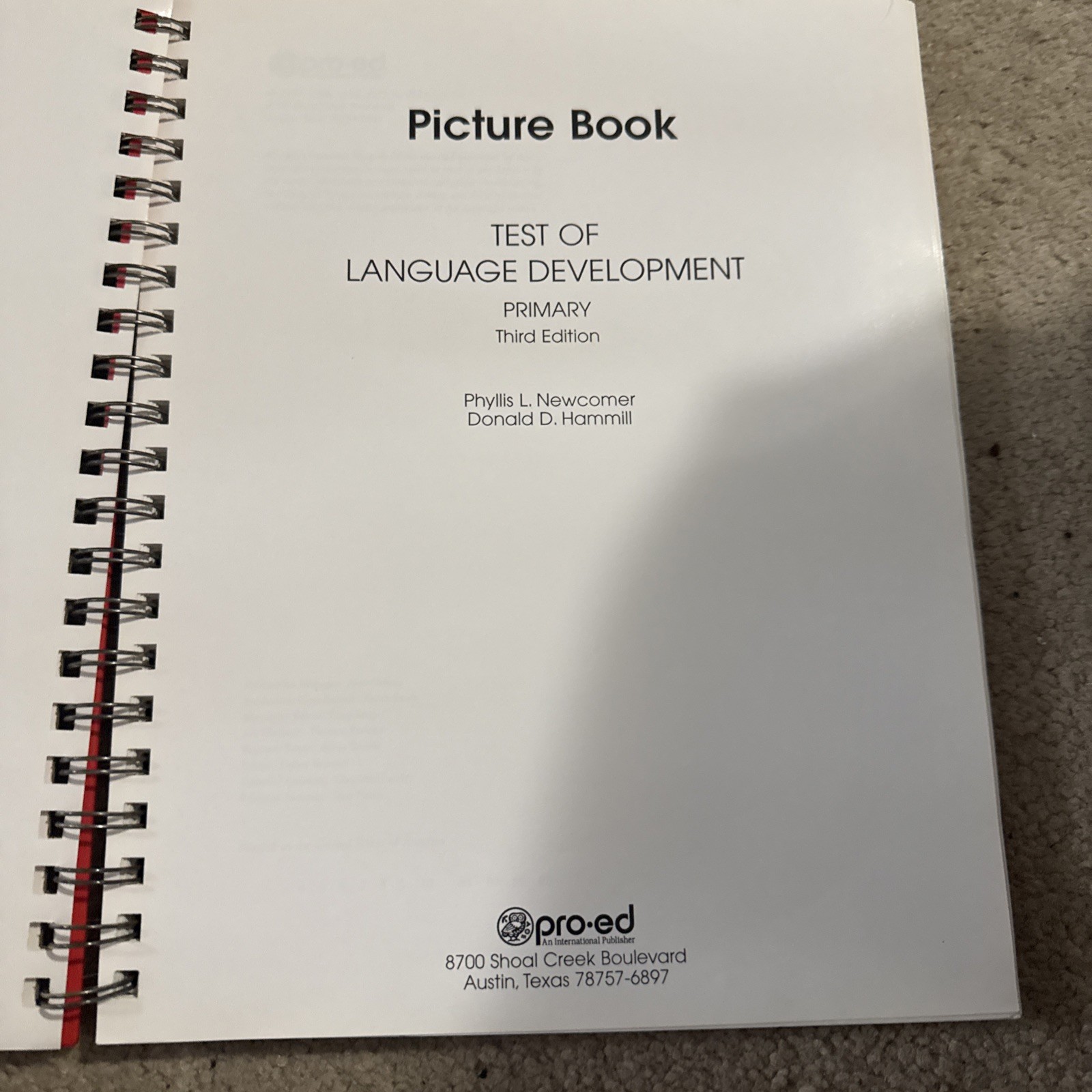 Pro Ed Picture Book Test Of Langauge Development Primary 3rd Edition