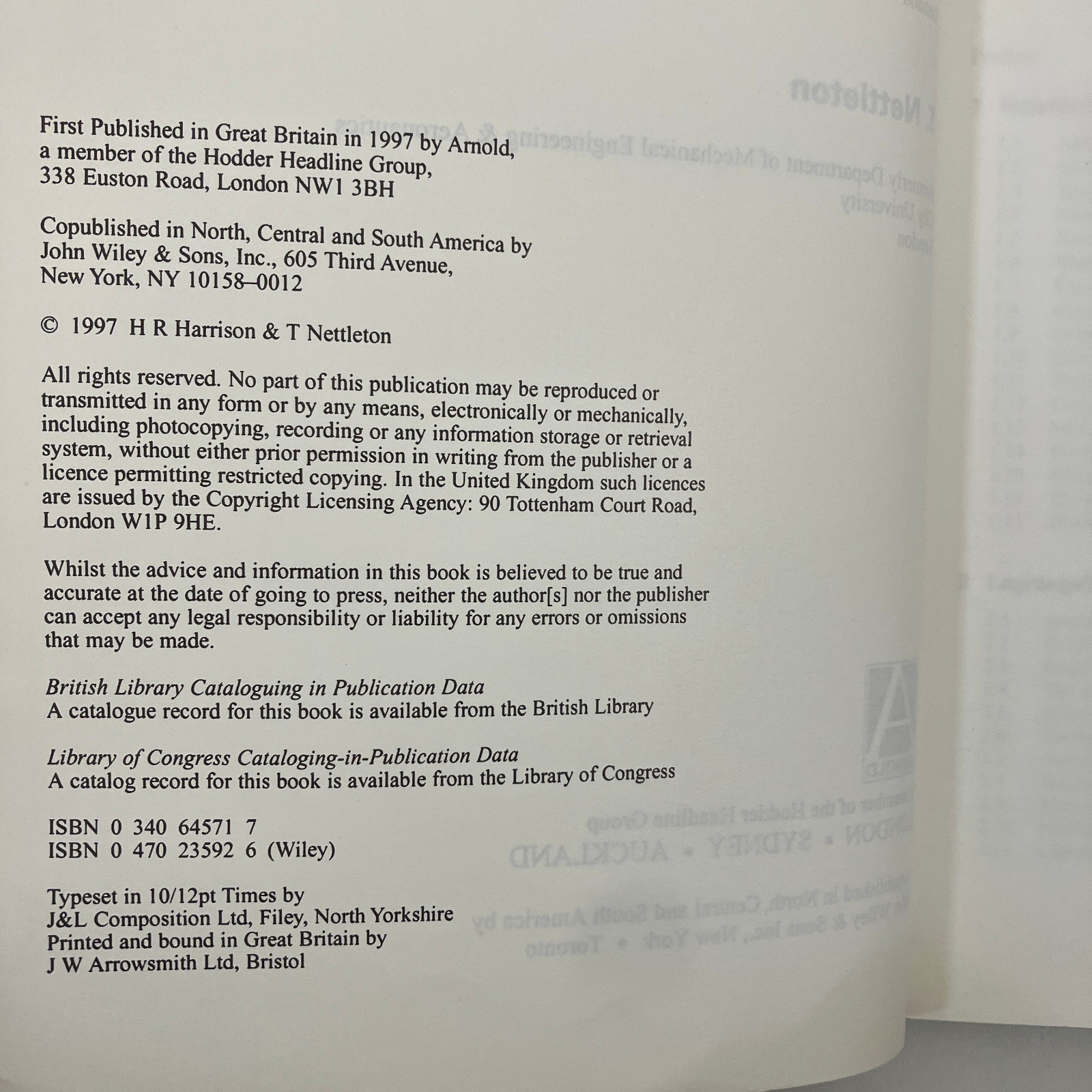 Advanced Engineering Dynamics by HR Harrison & Nettleton Arnold 1997 TPB