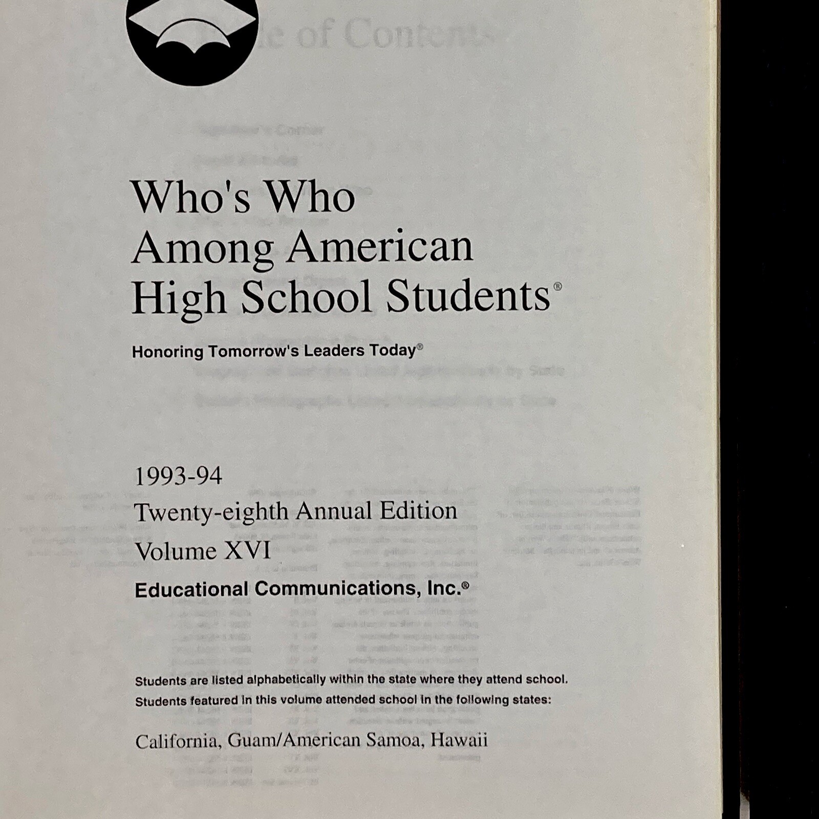 Who’s Who Among American High School Students Lot Of 3 1993-96 Ca. Guam/Samoa HI