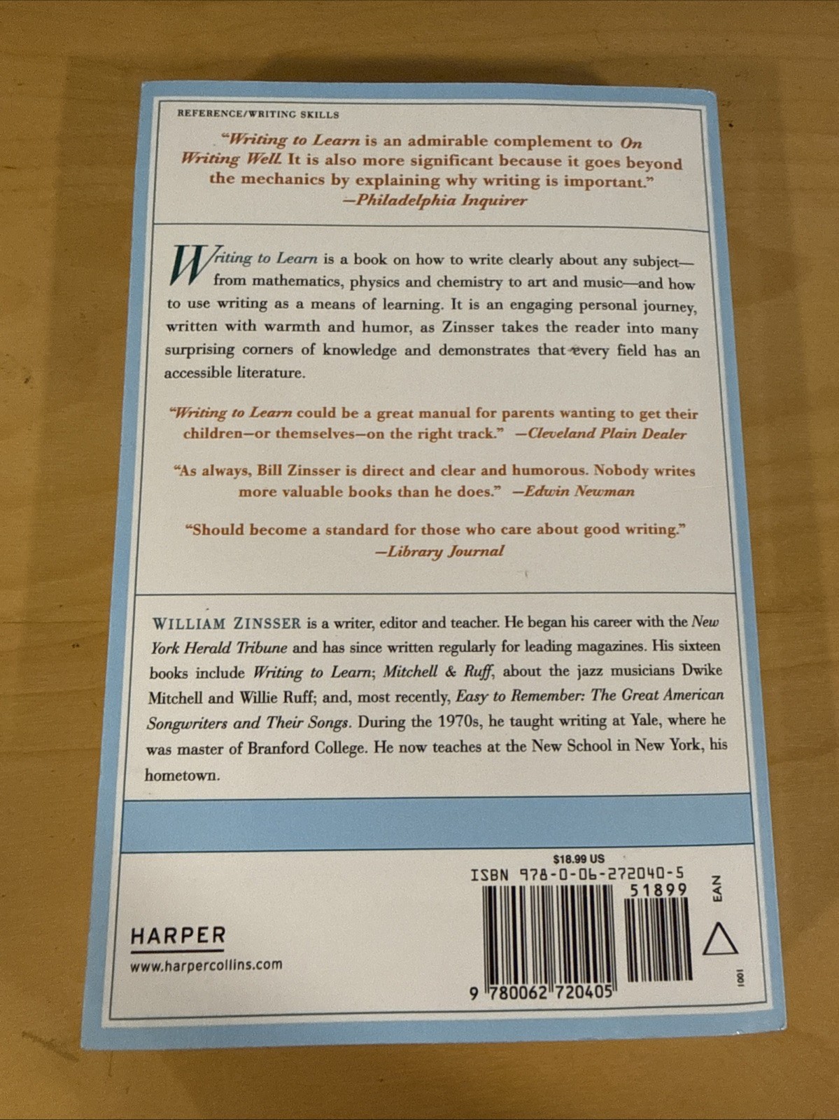 Writing to Learn by William Zinsser (1993, Trade Paperback)