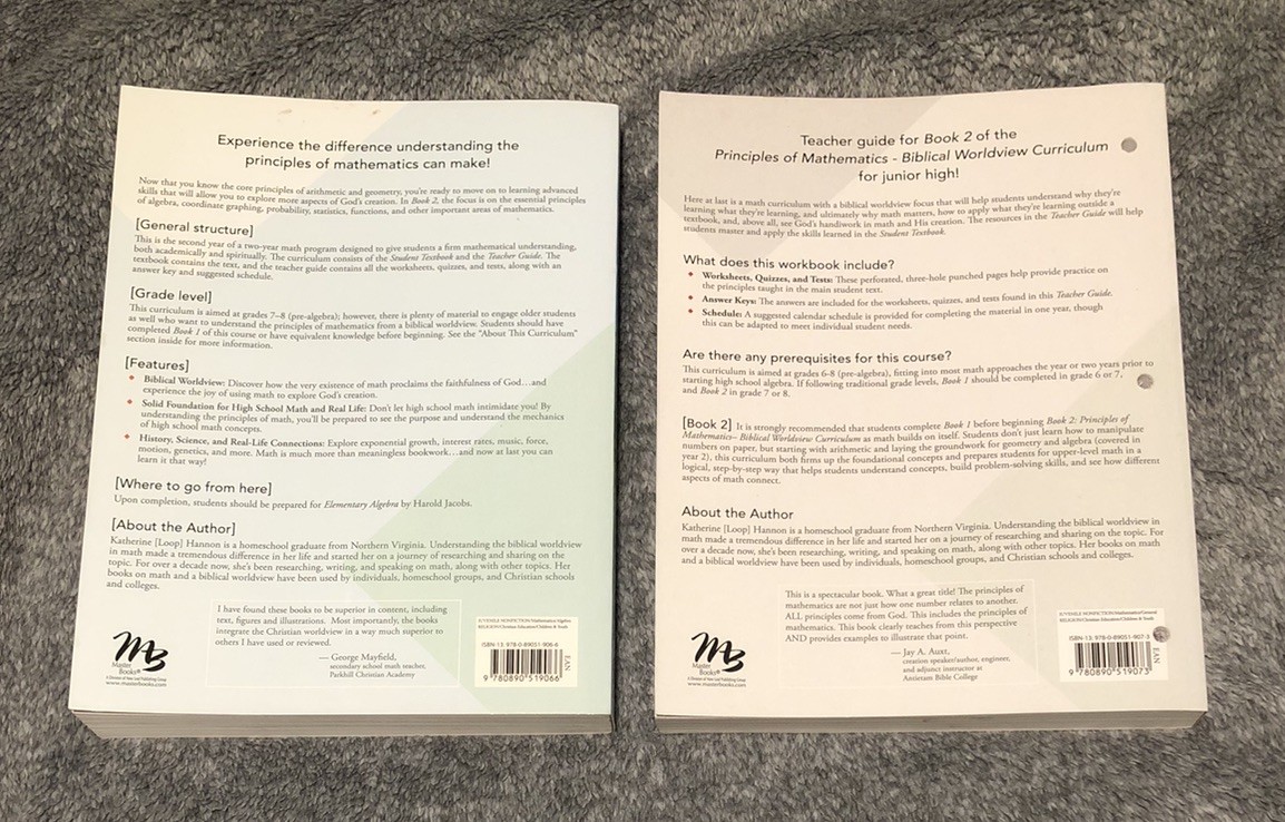 Master Books Principles of Mathematics Book 2 Hannon 7th-8th Grade Bundle *READ*
