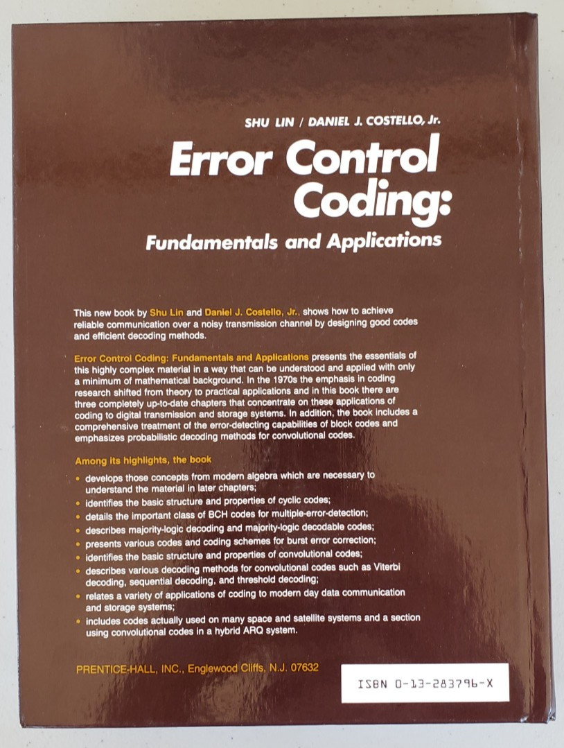 Error Control Coding: Fundamentals and Applications – Shu Lin & Daniel J. Costel