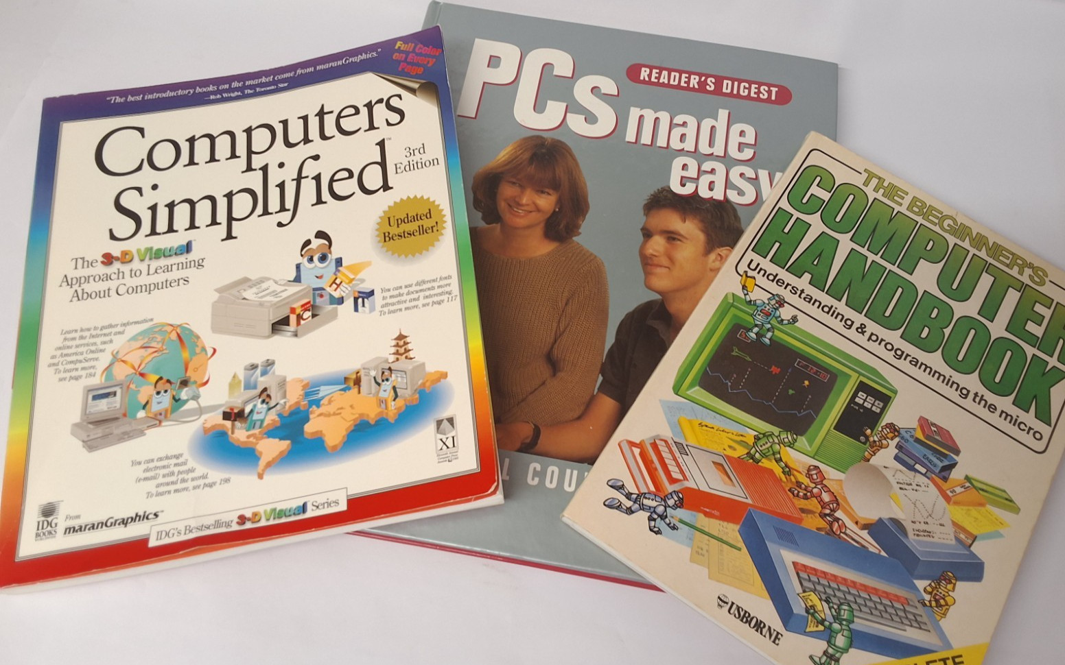 3 x Vintage Computer How To books PC Handbook reference 1983, 1996, 2001