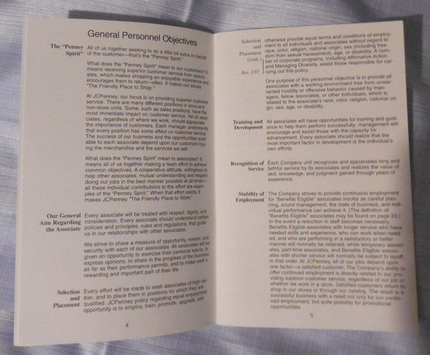 JCPenney Associate Handbook, Rev 1997 NEW 32 Pages MF